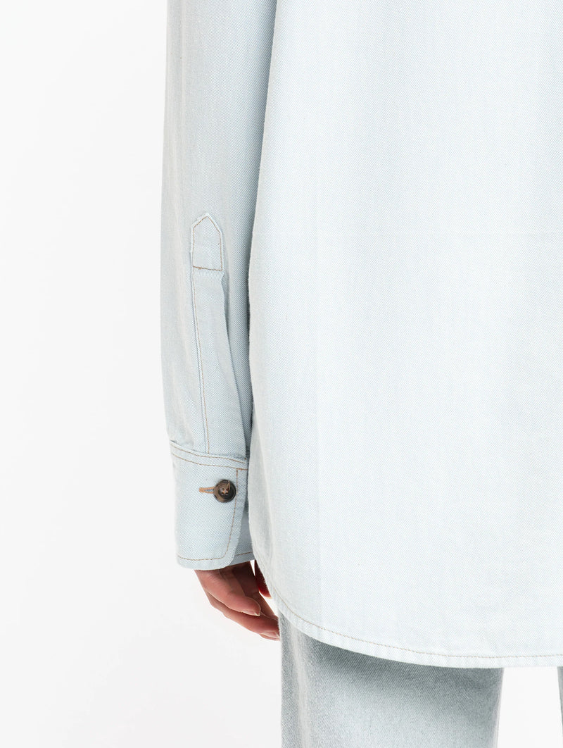 Oversized Mens Denim Shirt in Light Azul