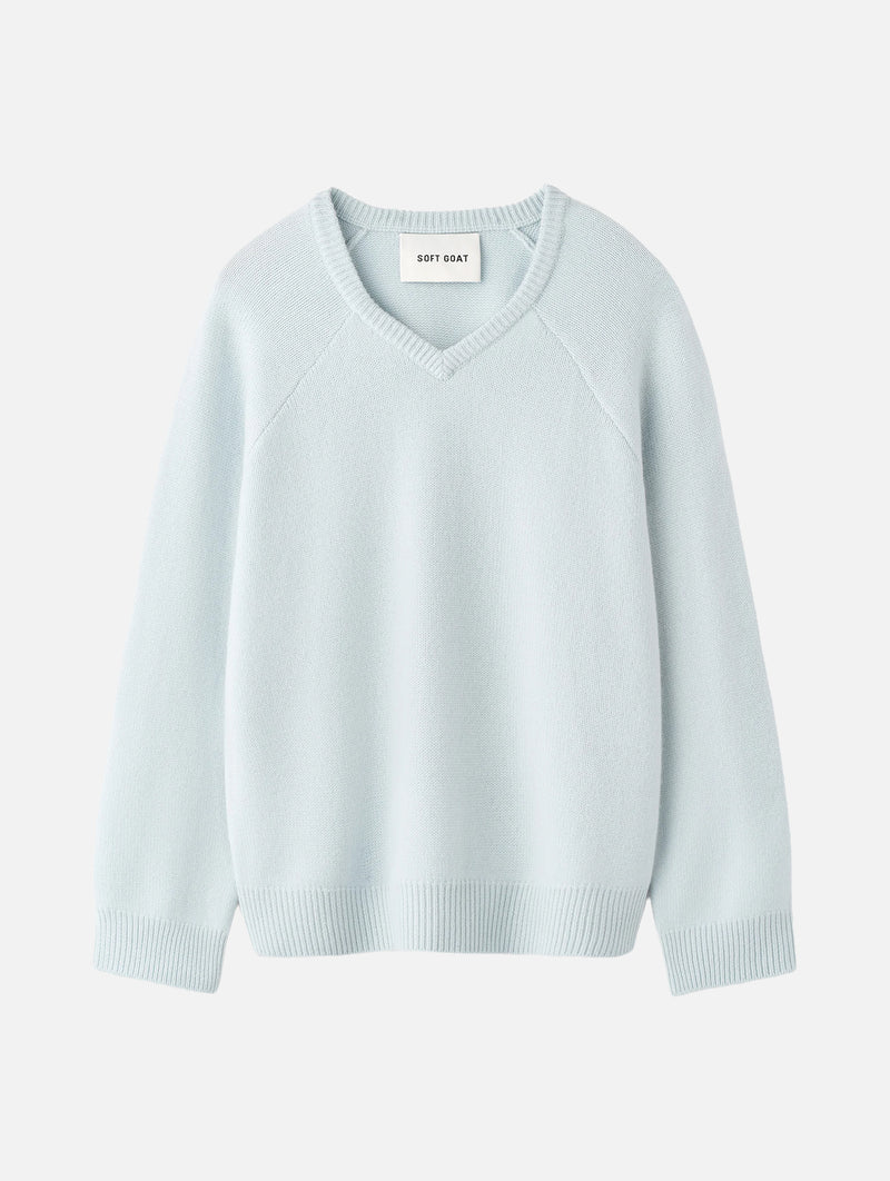 Oversized V-Neck in Ice Blue