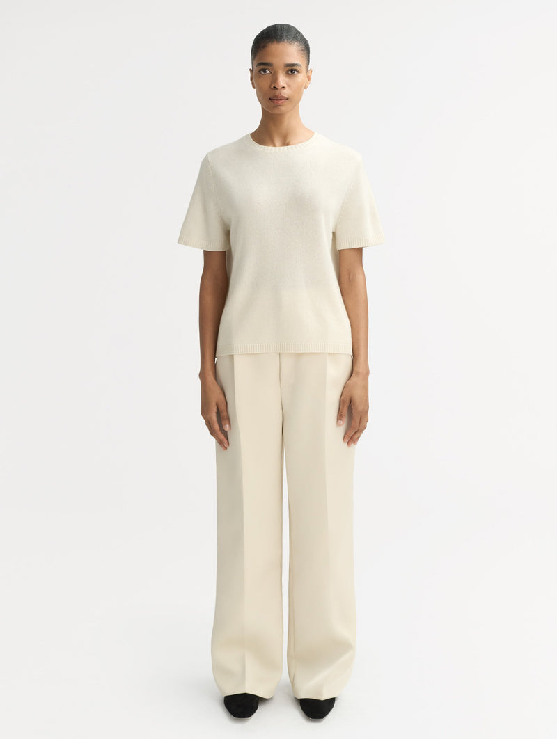 Oversized Cashmere T-Shirt in Feather White