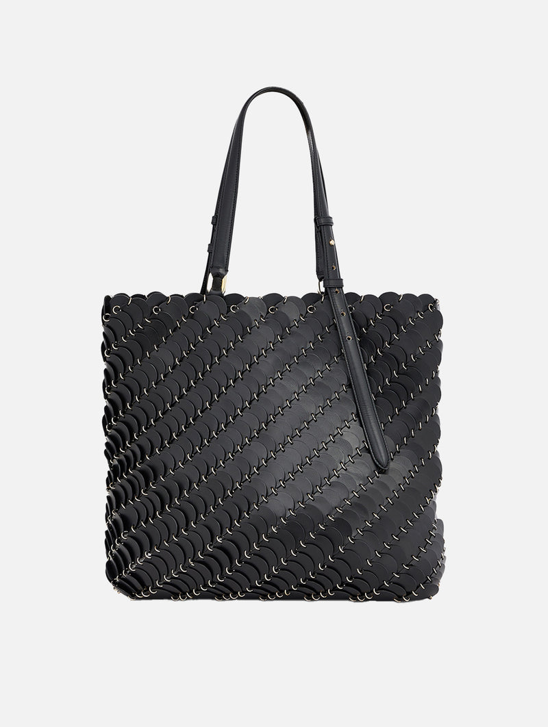 Paco Medium Leather Tote Bag in Black