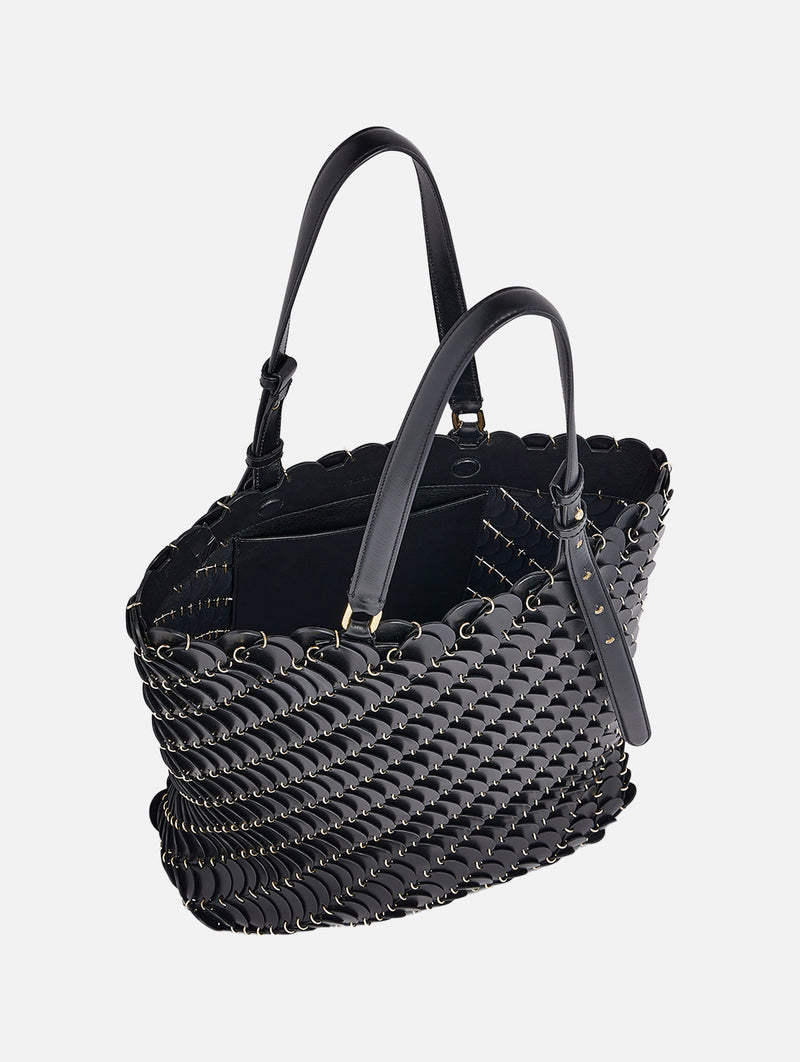 Paco Medium Leather Tote Bag in Black