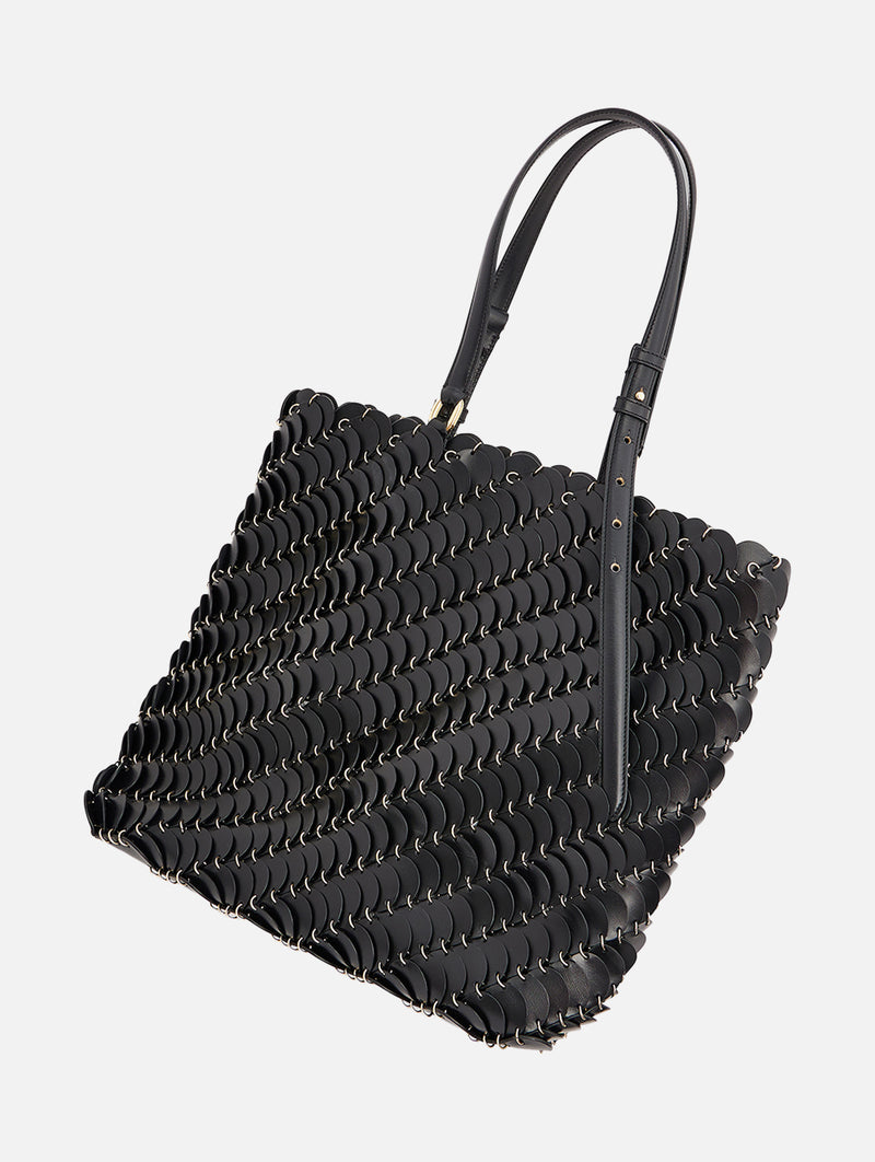 Paco Medium Leather Tote Bag in Black