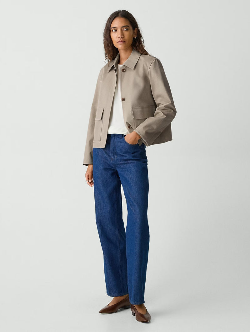 Patch Boxy Jacket in Soft Taupe