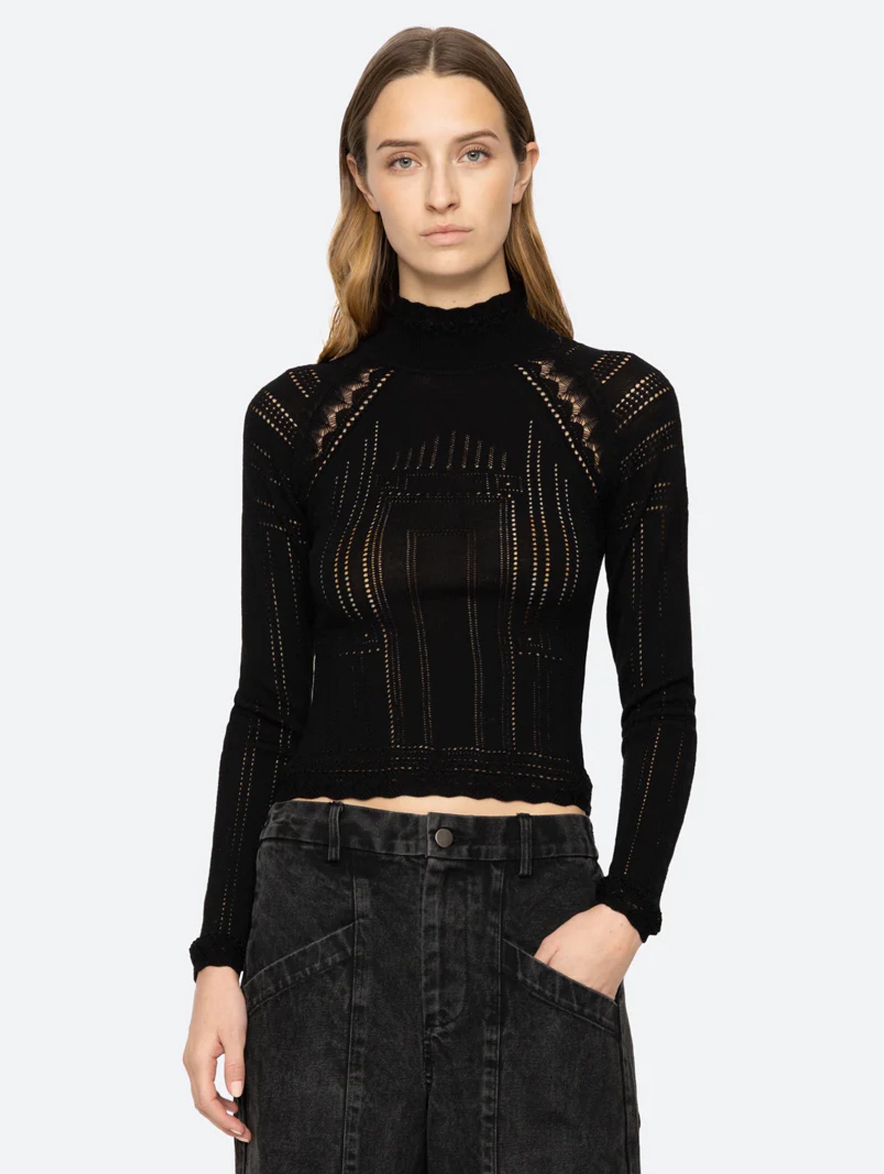 Paxton Knit Long Sleeve Top in Black