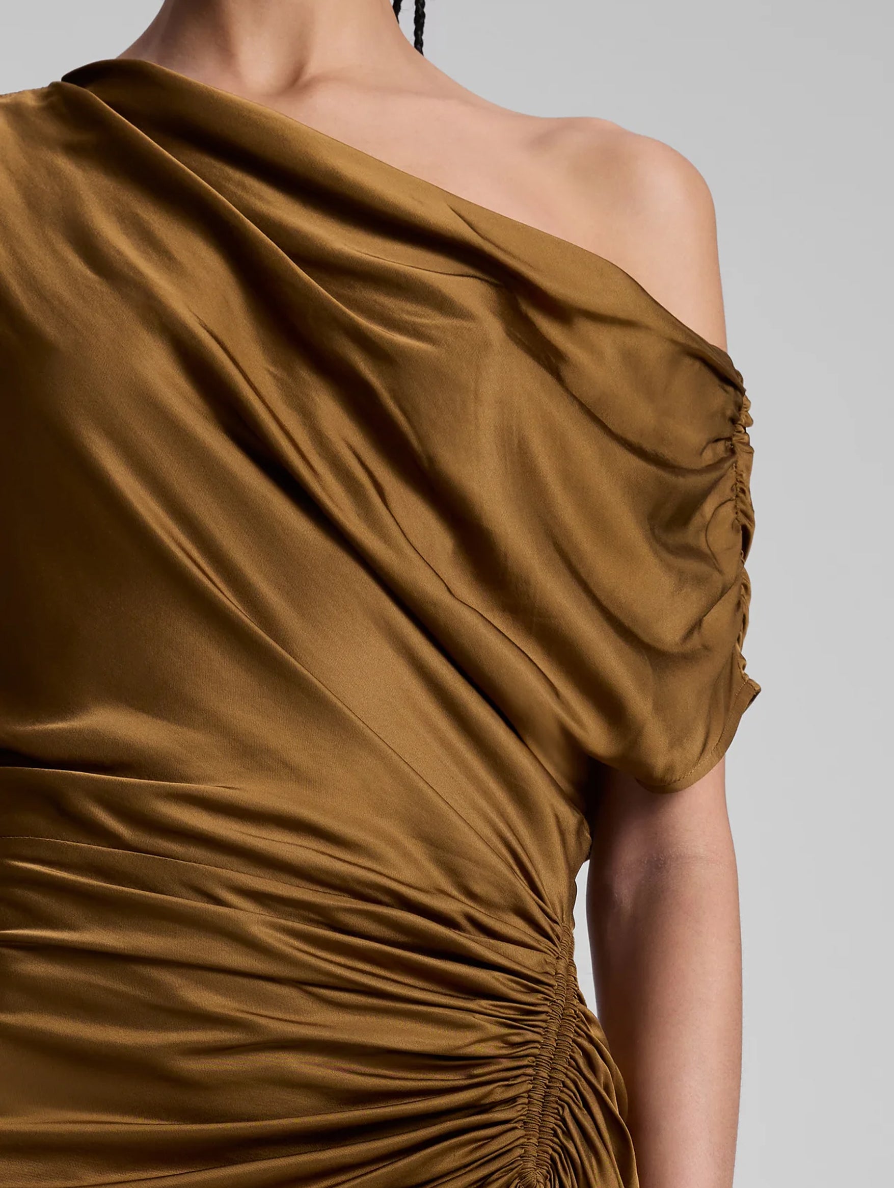 Penny Satin Maxi Dress in Mocha