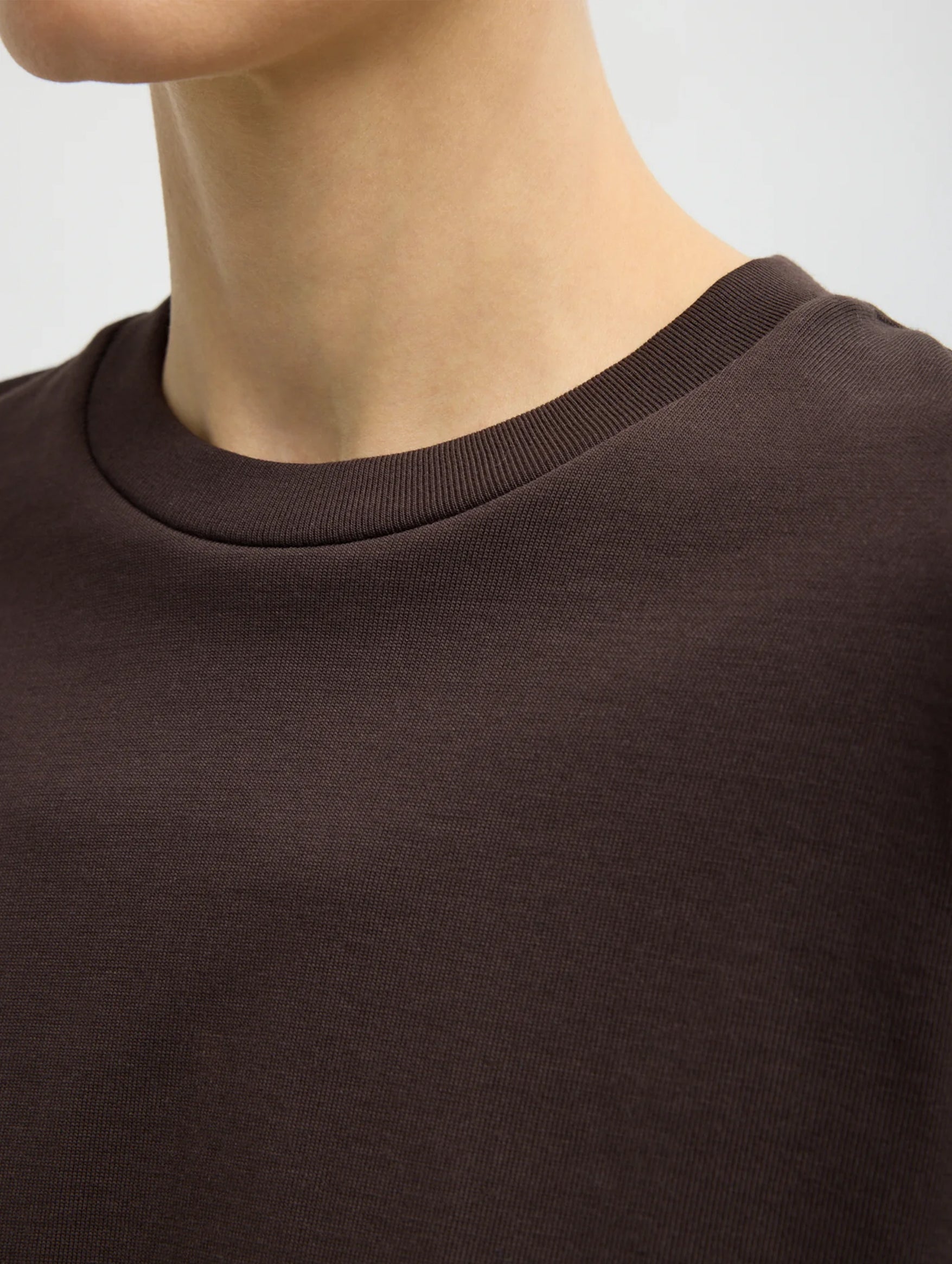 Perfectv T Unisex Double Layer Long Sleeve Tshirt in Brown