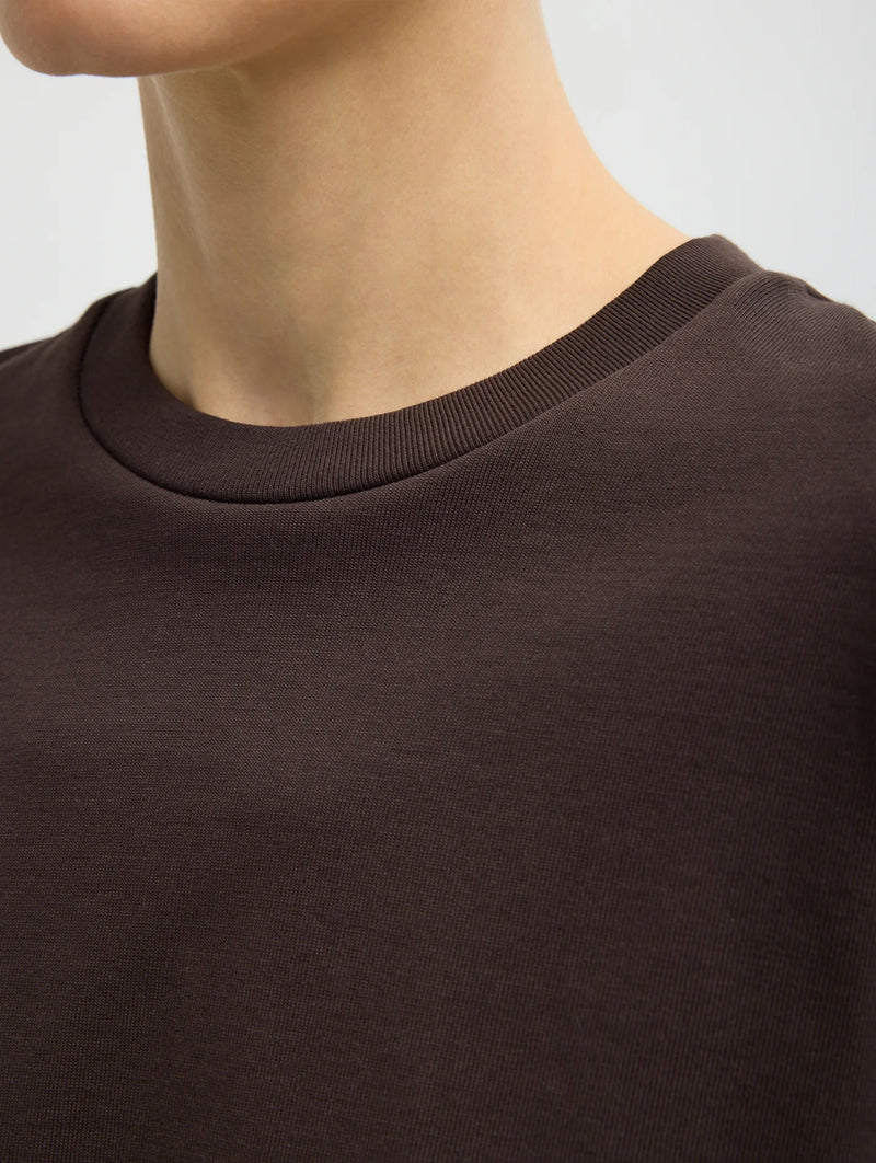 Perfectv T Unisex Double Layer Long Sleeve Tshirt in Brown