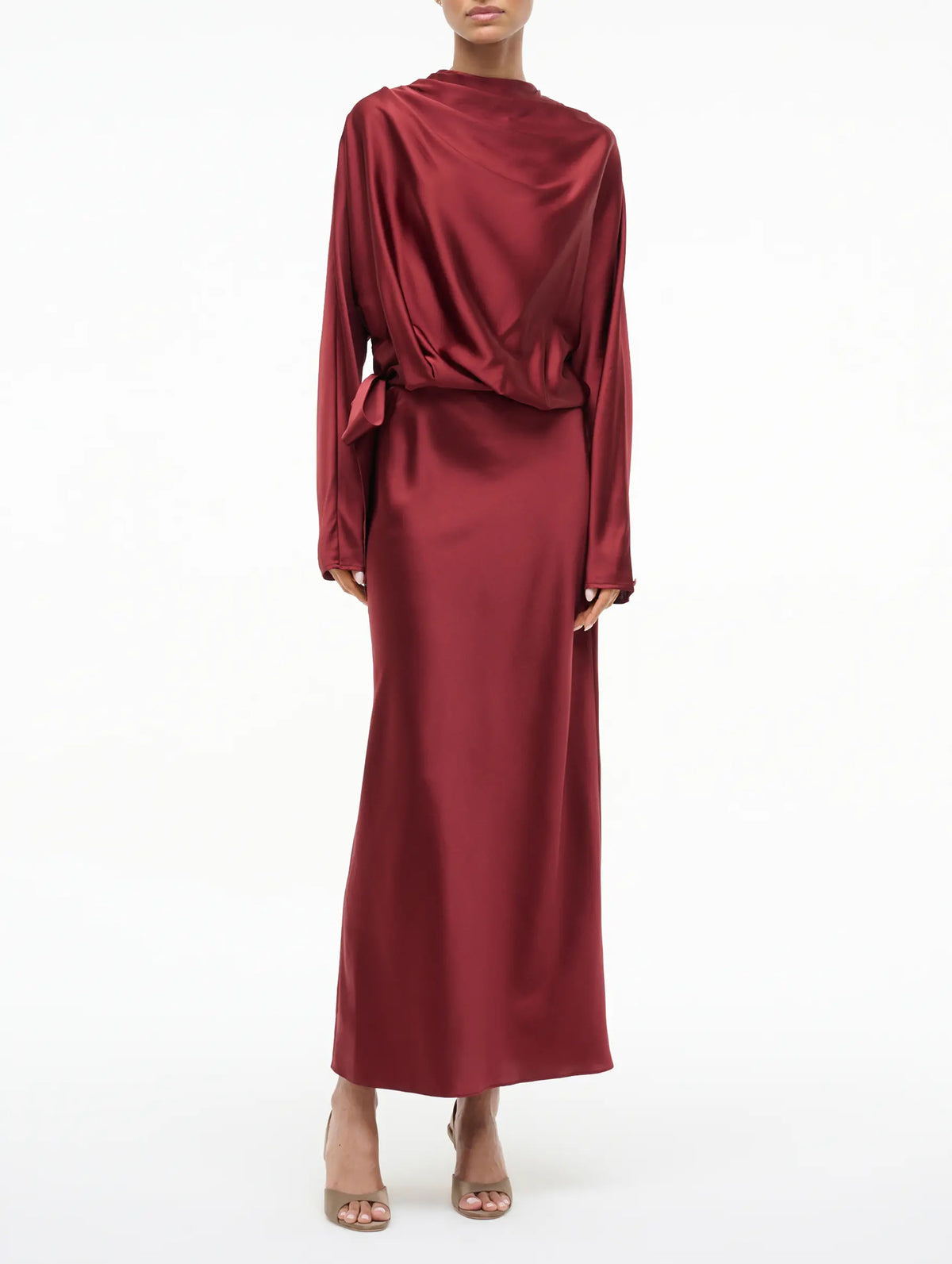 Phoebe Silk Dress in Sangria