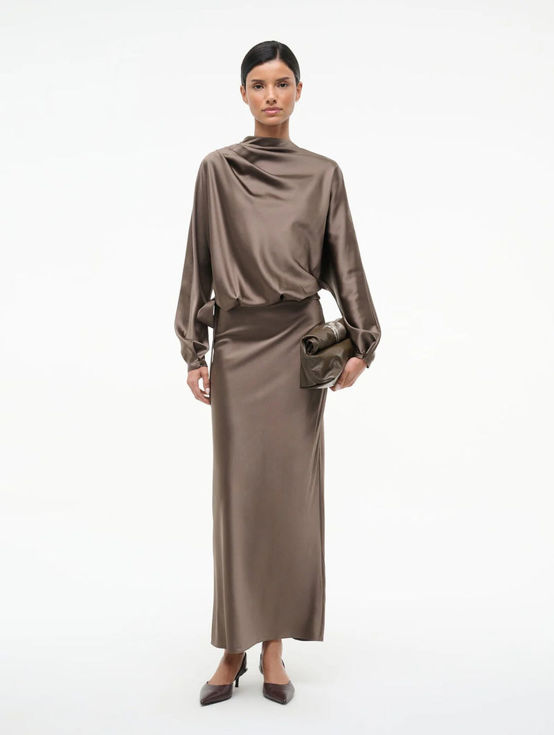 Phoebe Silk Dress in Truffle
