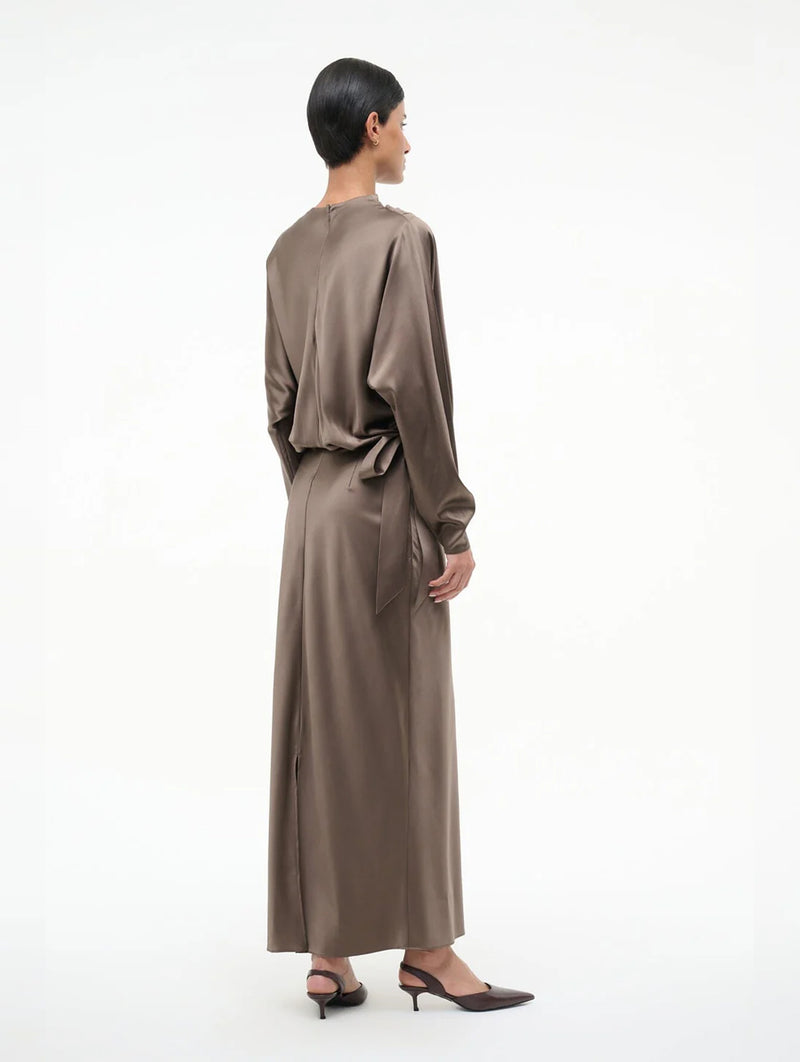 Phoebe Silk Dress in Truffle