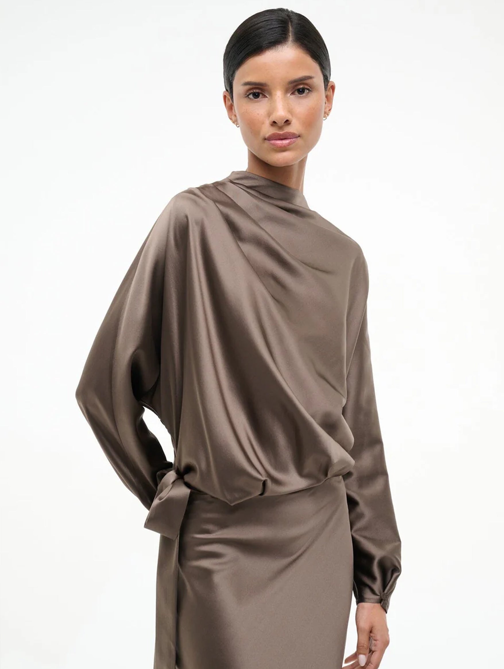 Phoebe Silk Dress in Truffle