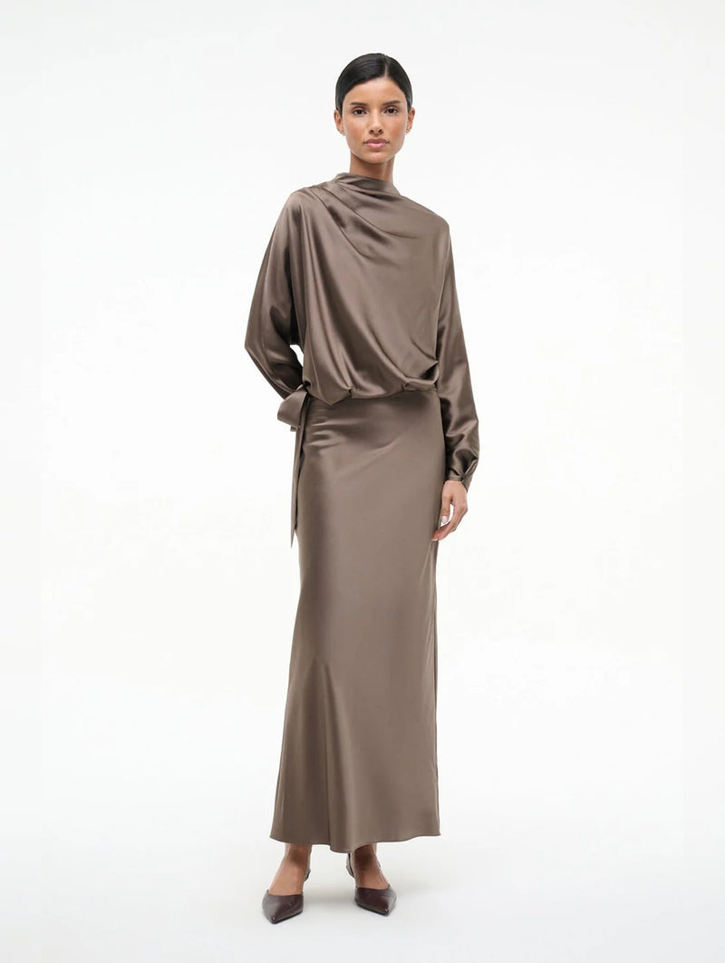 Phoebe Silk Dress in Truffle