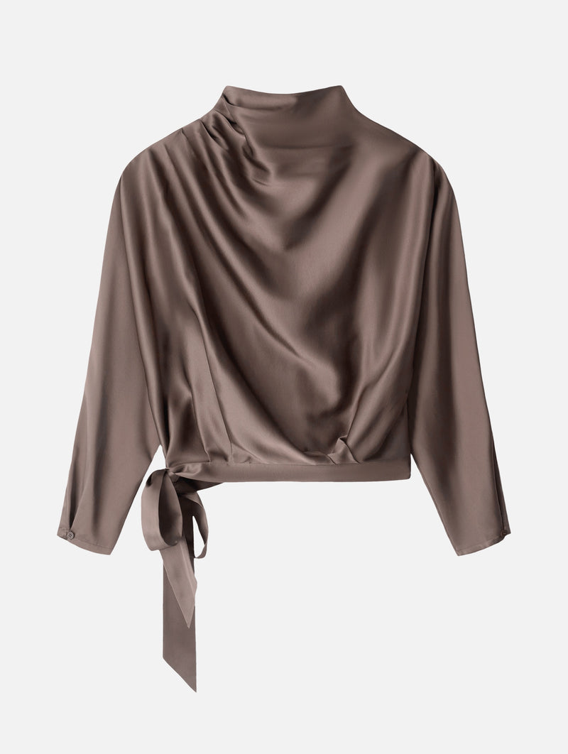 Phoebe Silk Top in Truffle