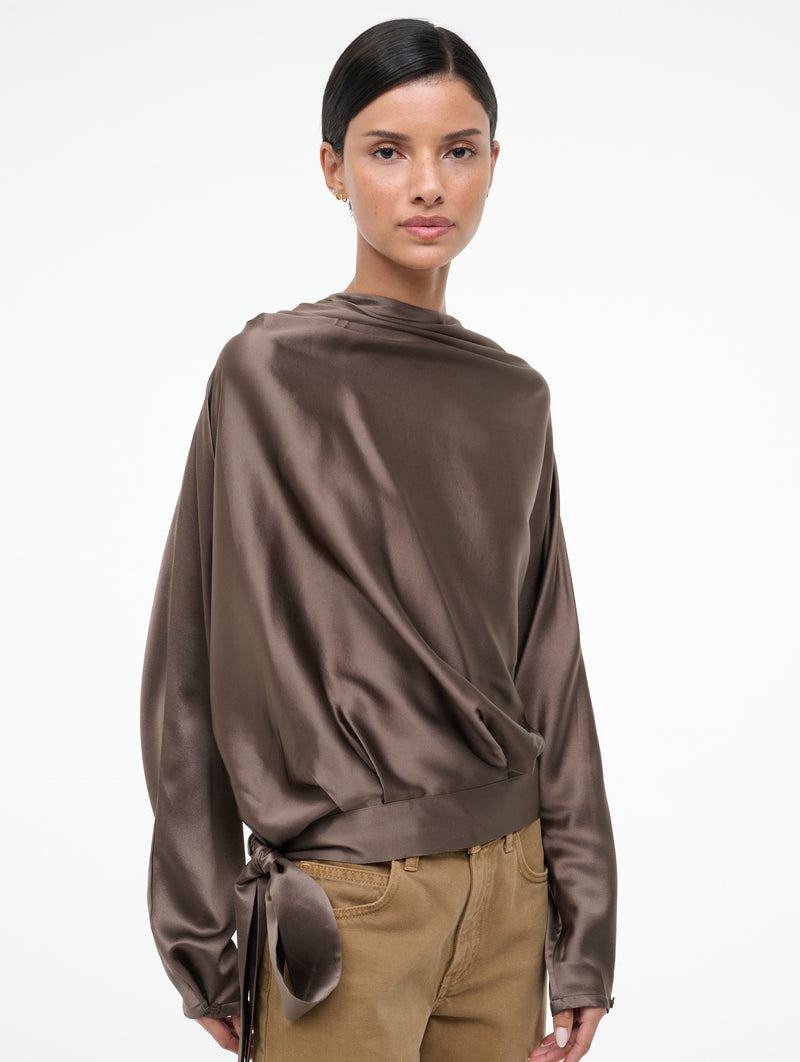 Phoebe Silk Top in Truffle