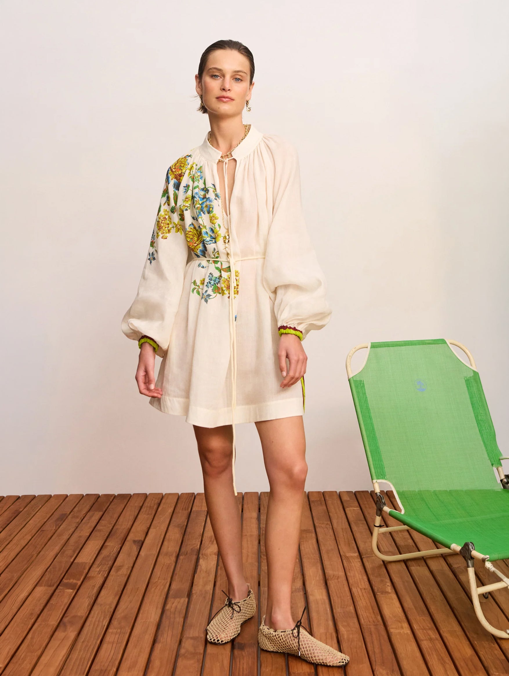 Phyllis Mini Dress in Cream