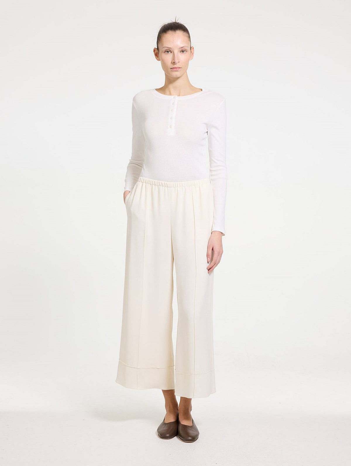 Pintuck Pull-On Pant in Rice