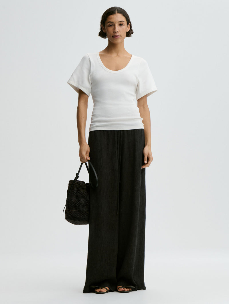 Pisca Weave Wide-leg Trousers in Black