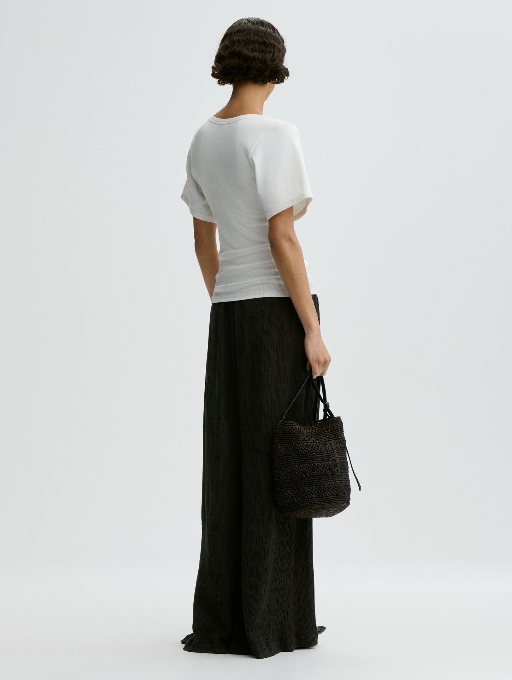 Pisca Weave Wide-leg Trousers in Black