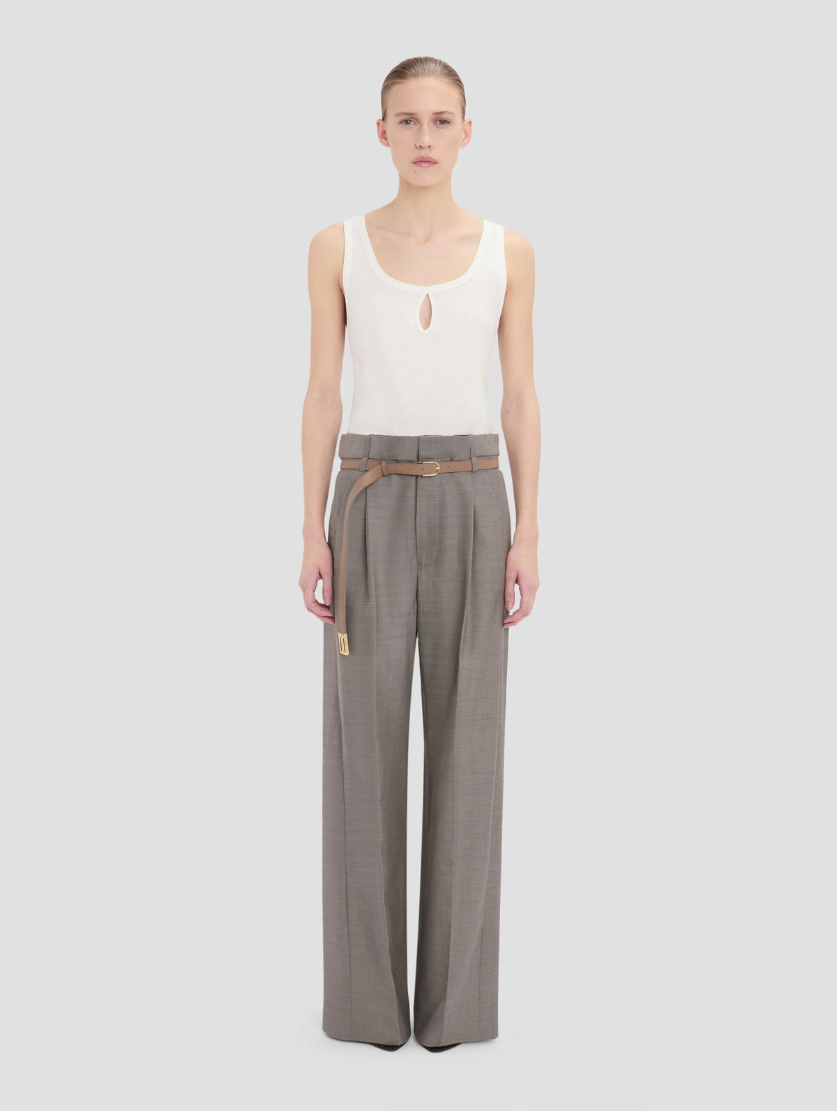Pleated Trouser in Nickel
