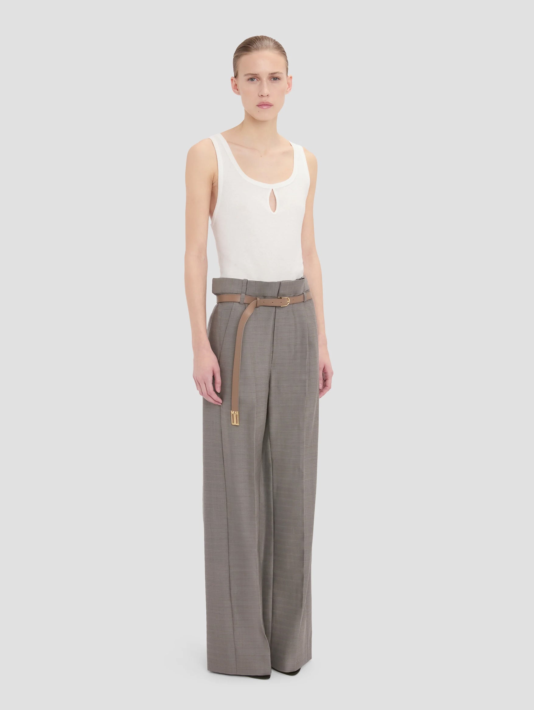 Pleated Trouser in Nickel