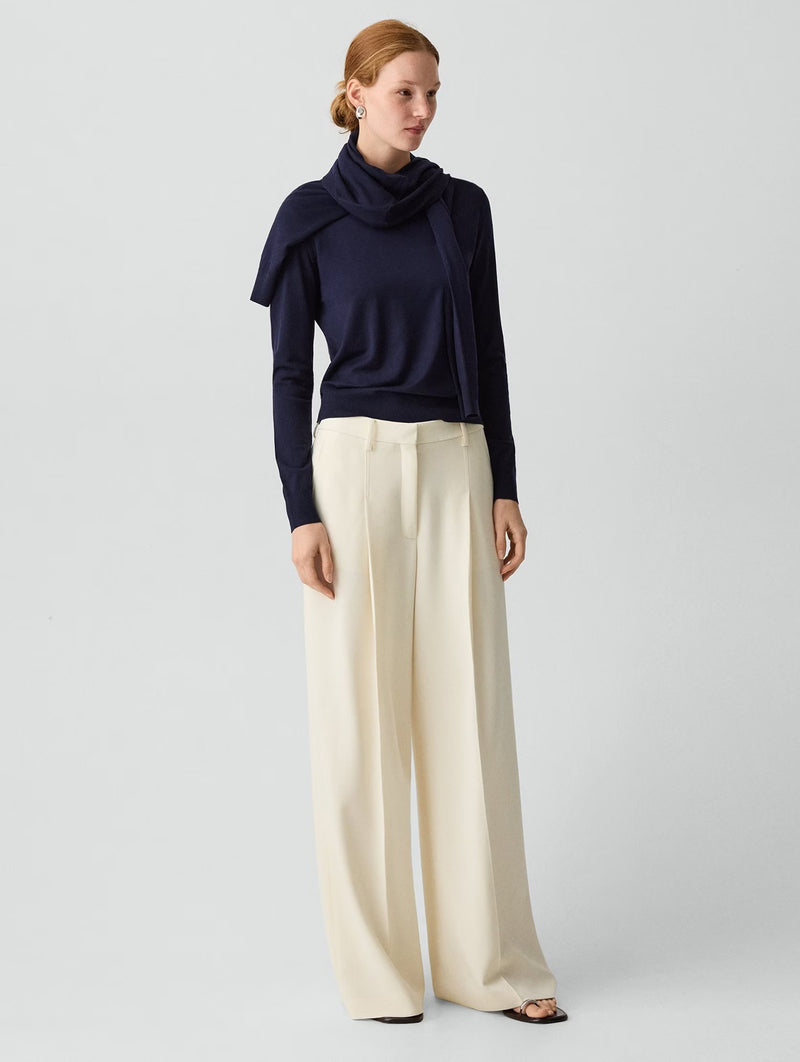 Pleated Wide-Leg Pant in Rice