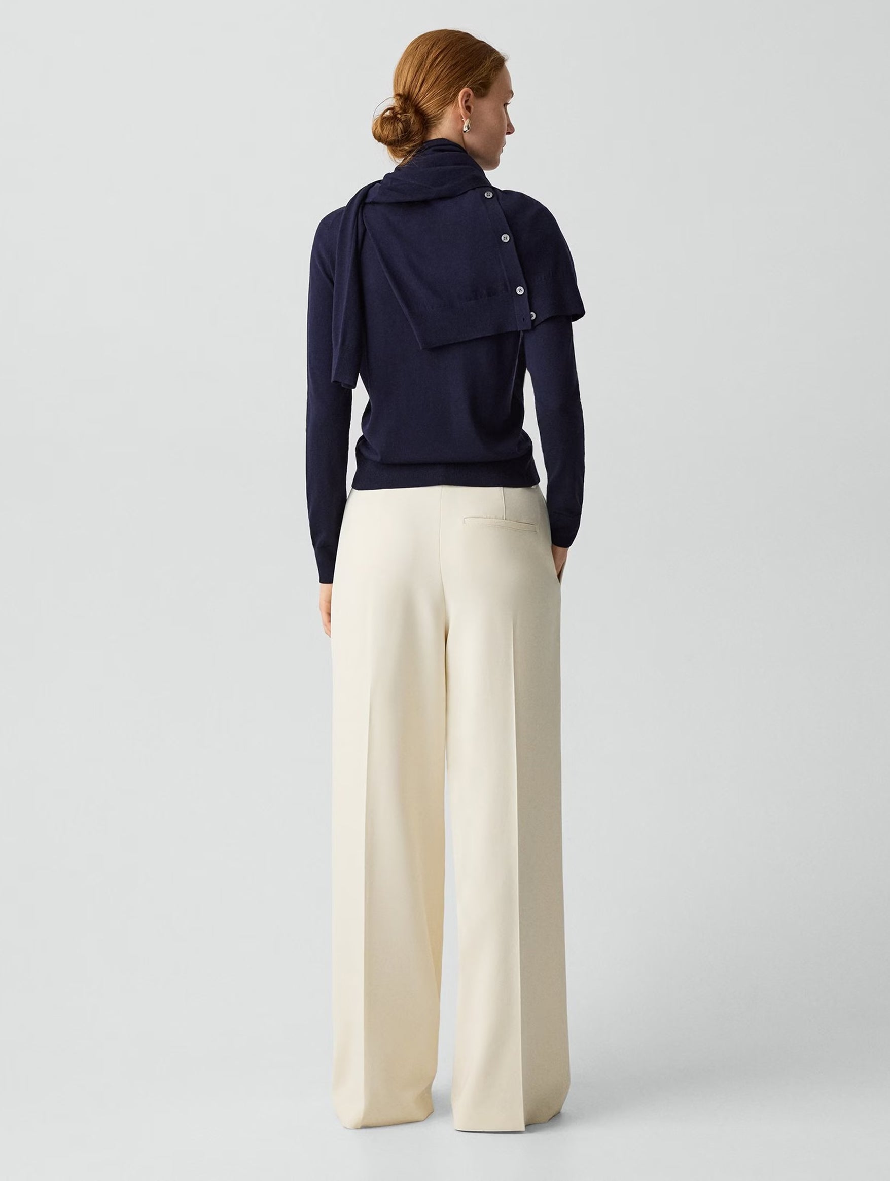 Pleated Wide-Leg Pant in Rice