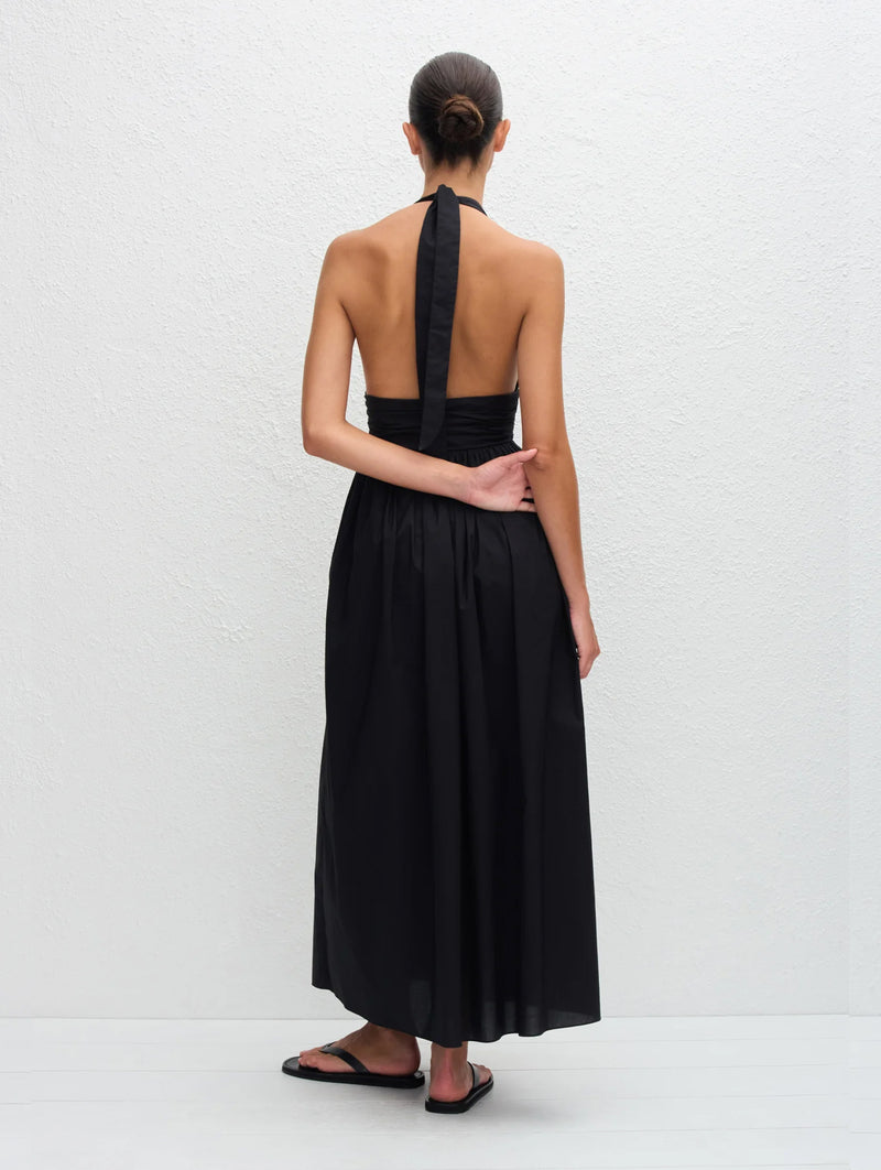 Plunge Halter Dress in Black