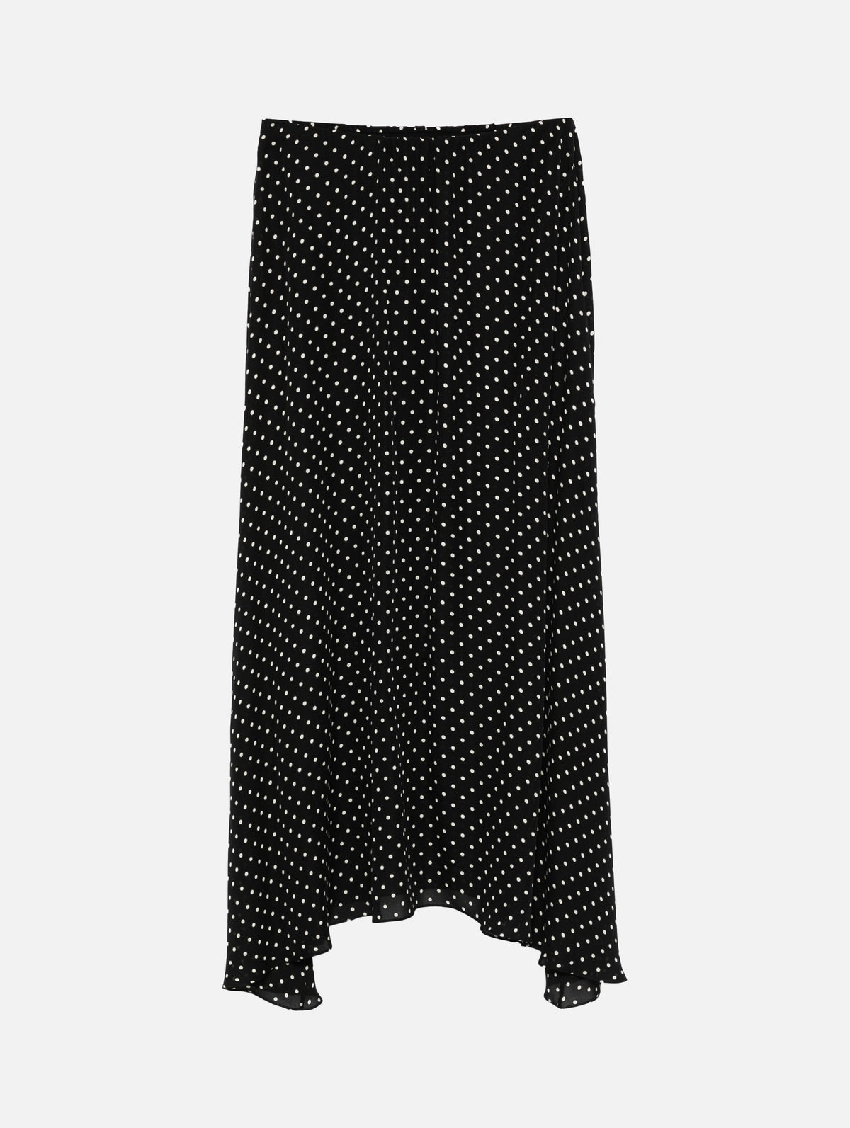 Silk Flared Skirt in Black Polka Dot