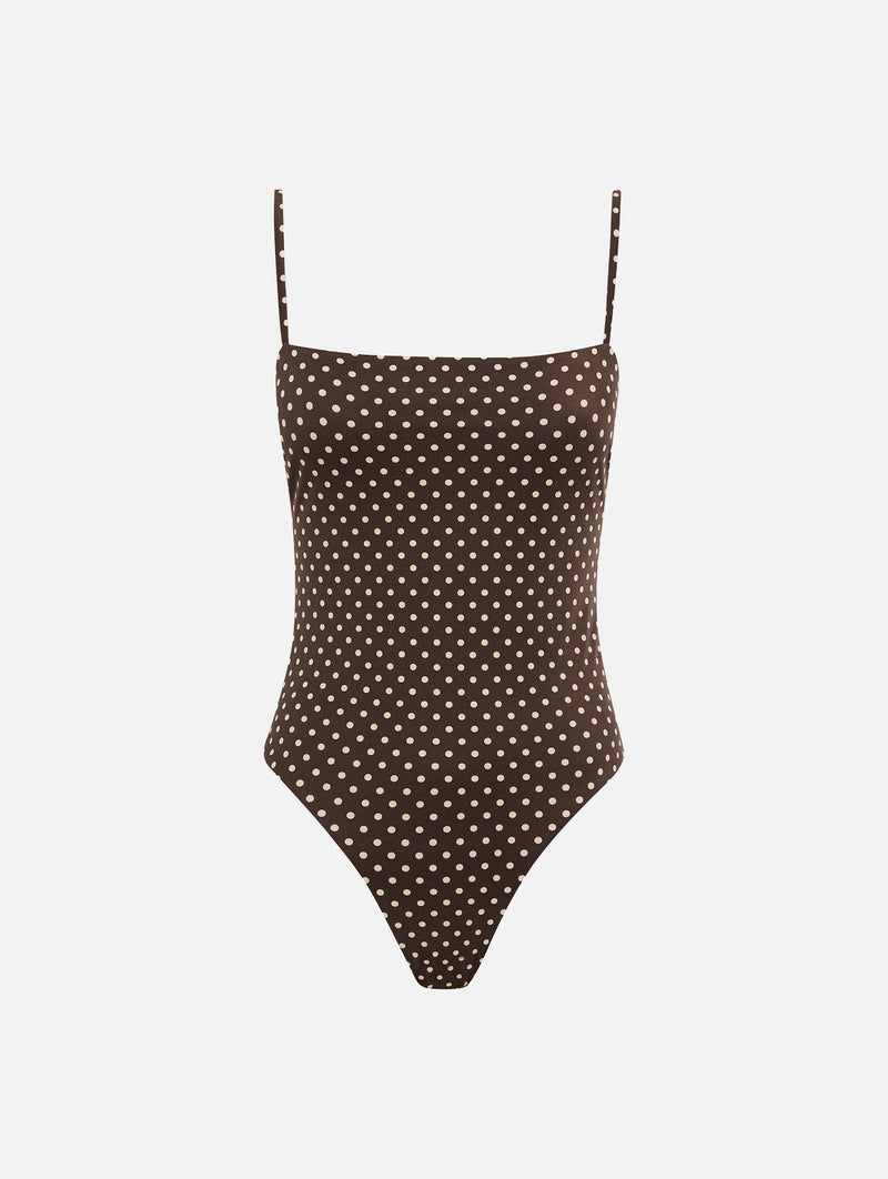 Petit Square Maillot in Polka Dot Chocolate