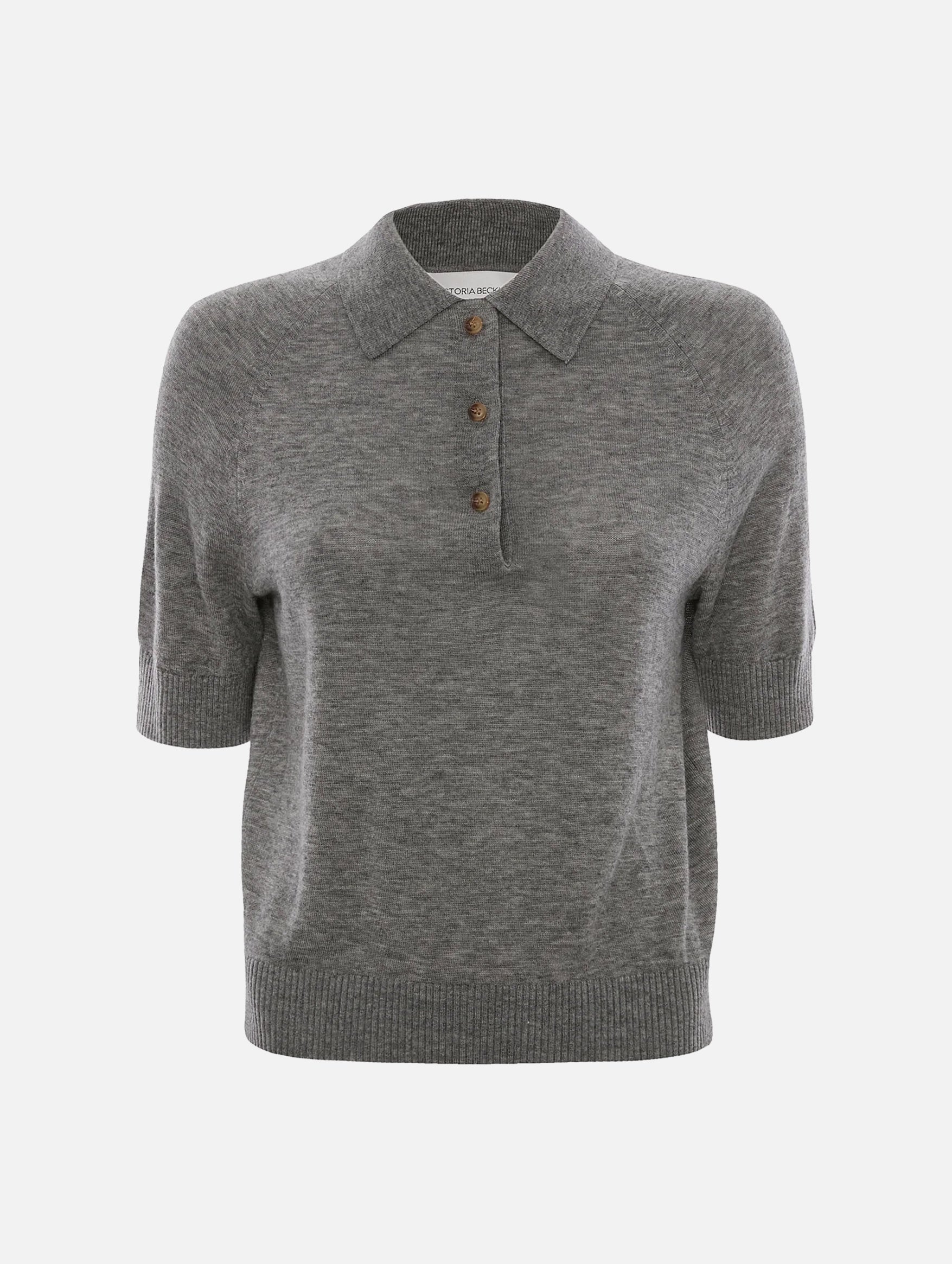 Polo Collar T-Shirt in Grey Marl