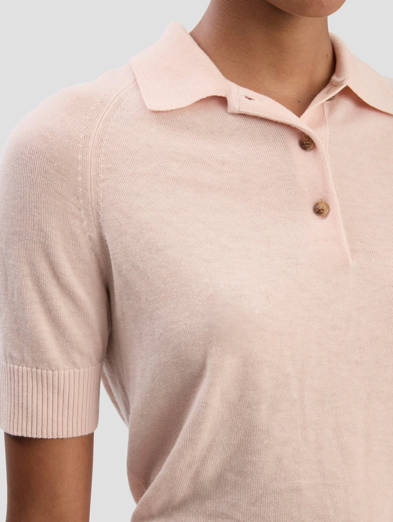 Polo Collar T-Shirt in Pale Rose