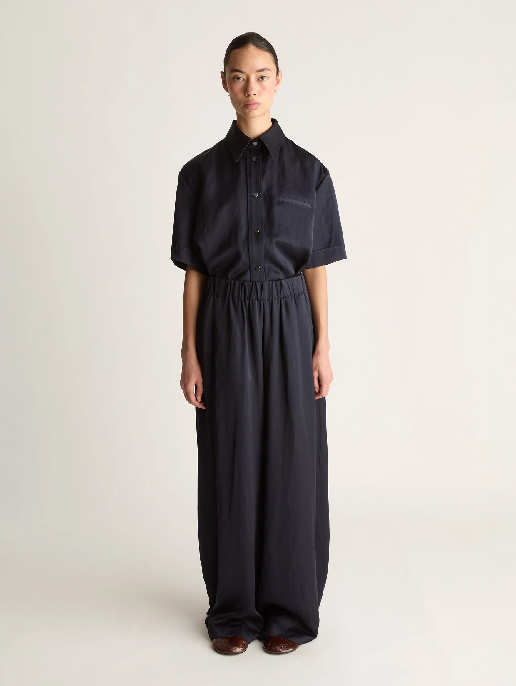 Powell Wide Leg Pant in Navy