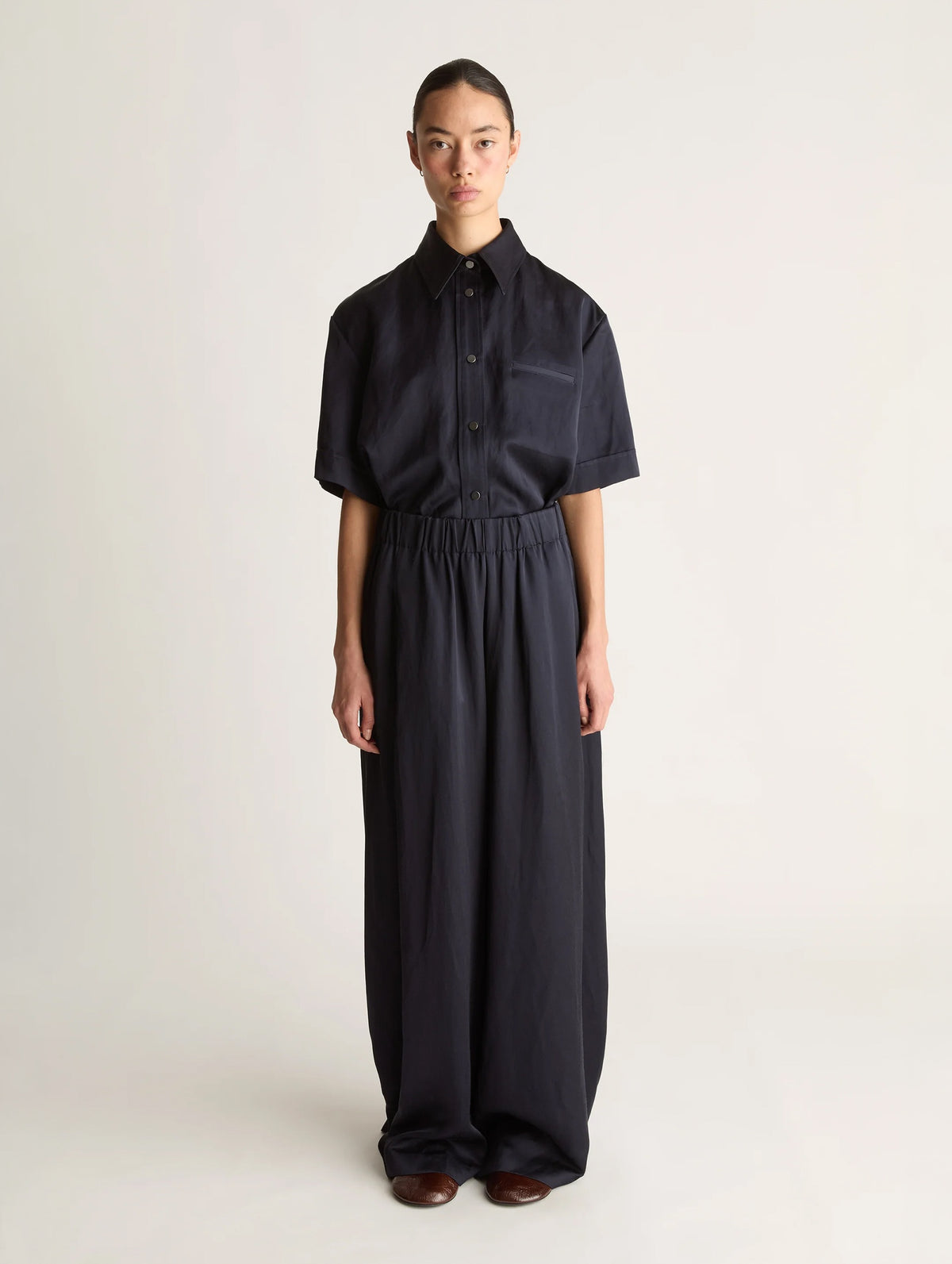 Powell Wide Leg Pant in Navy