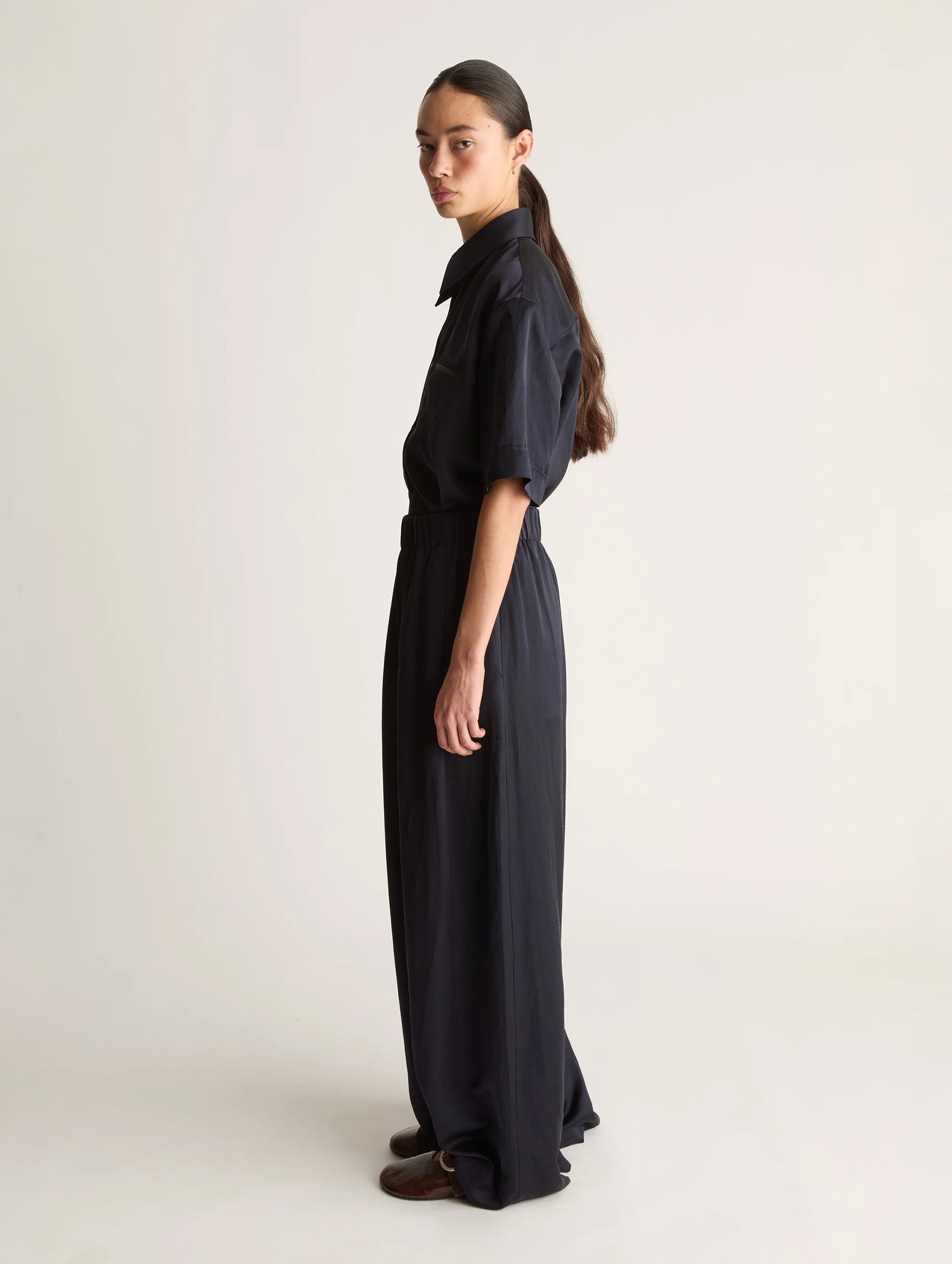 Powell Wide Leg Pant in Navy