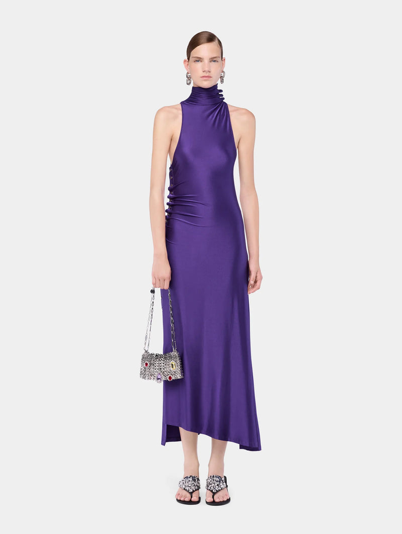 Midi Draped Jersey Dress in Violet