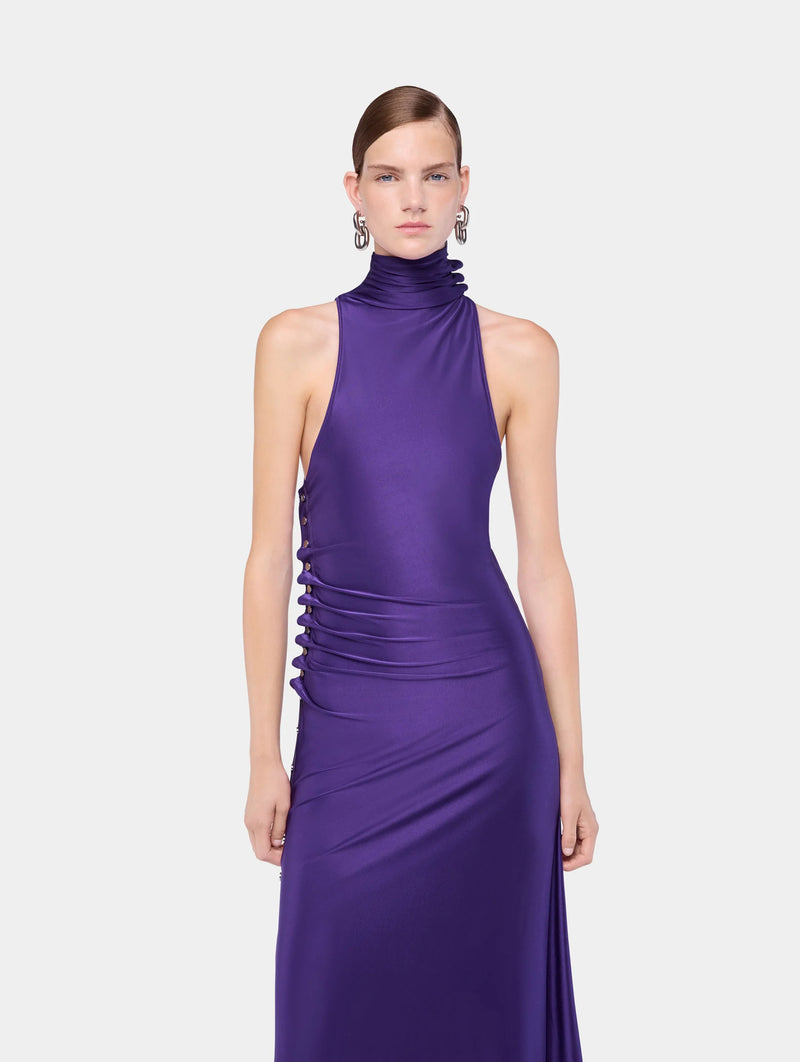 Midi Draped Jersey Dress in Violet