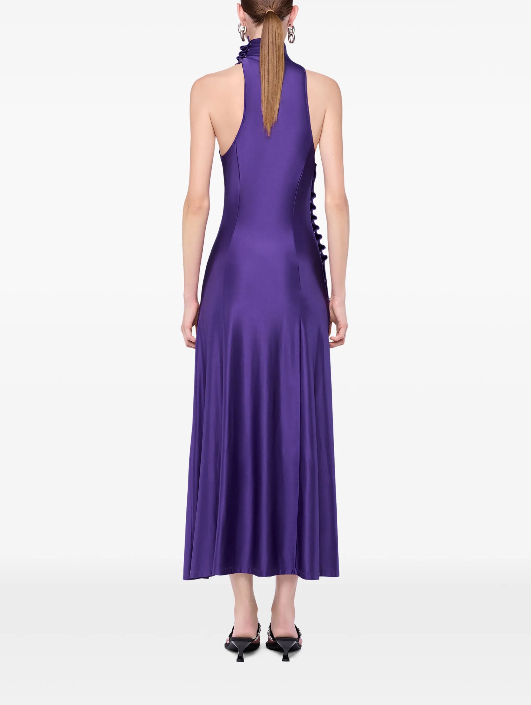 Midi Draped Jersey Dress in Violet