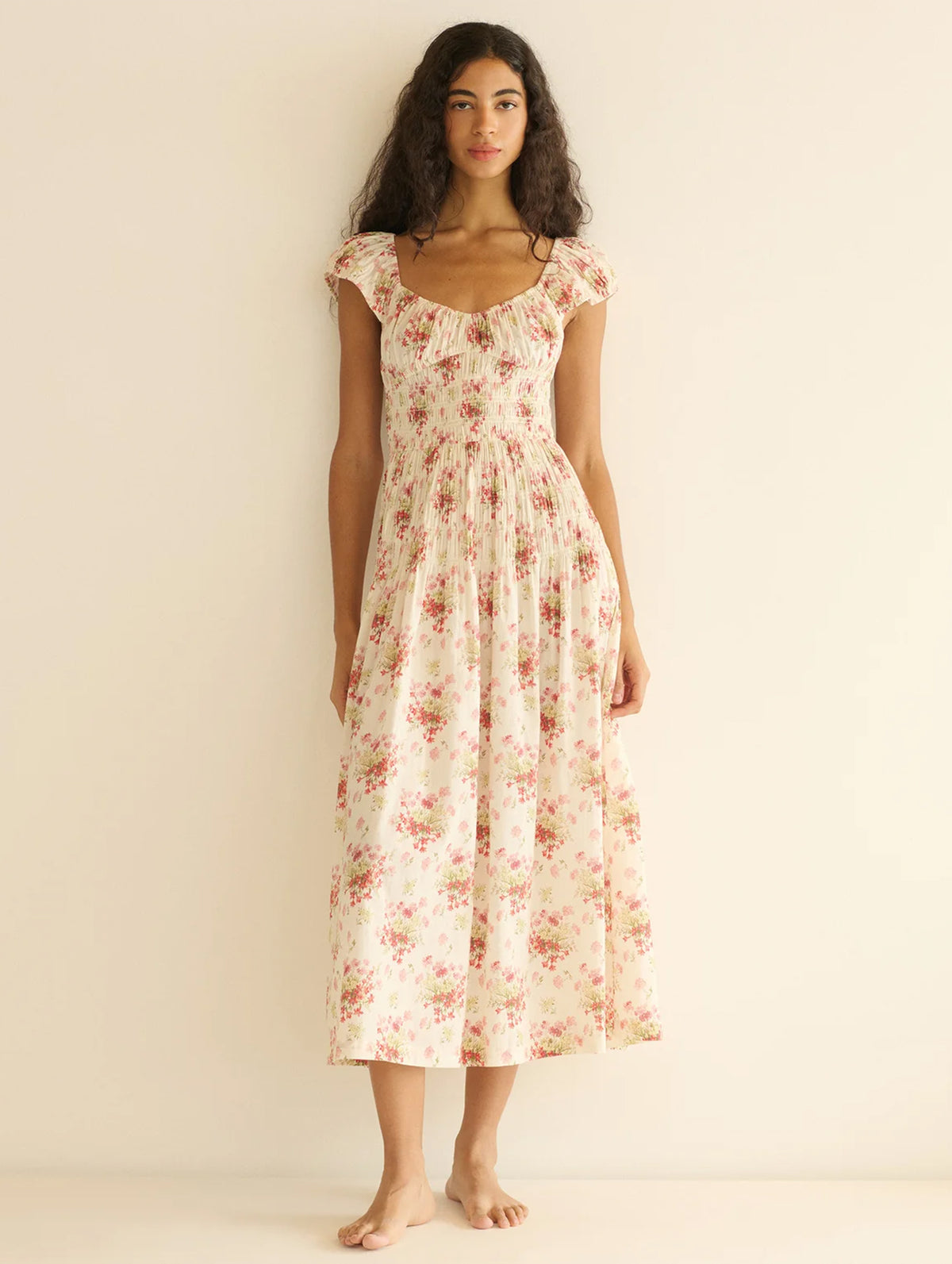 Quinette Dress in Ivory Lantana Floral