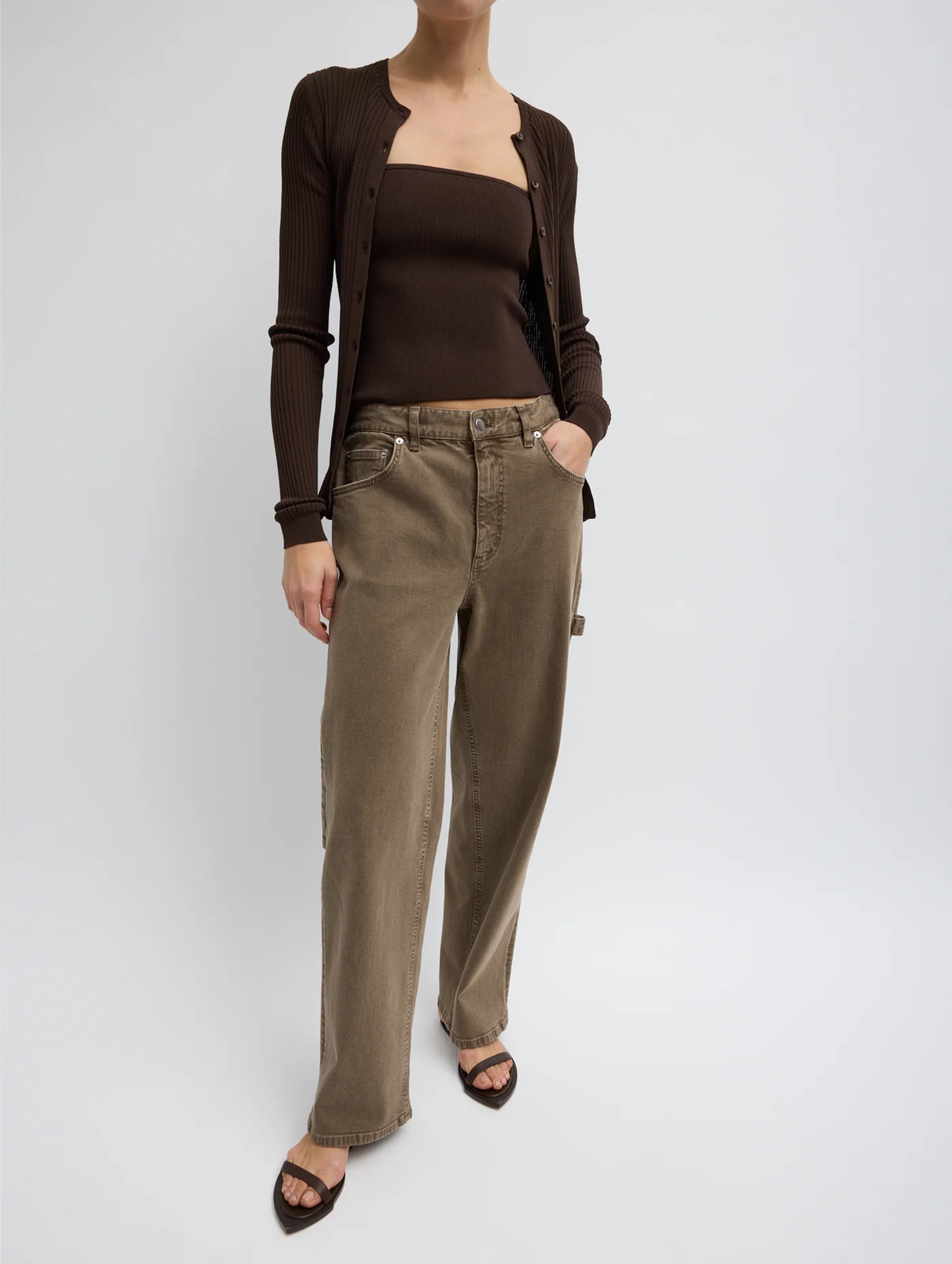 Ribbed Sweater Tube Top in Hickory Brown