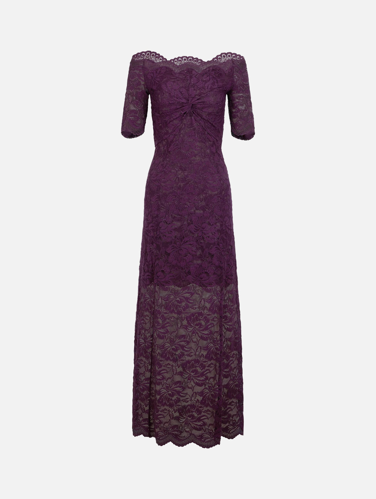 Midi Dress in Magenta Layered Lace