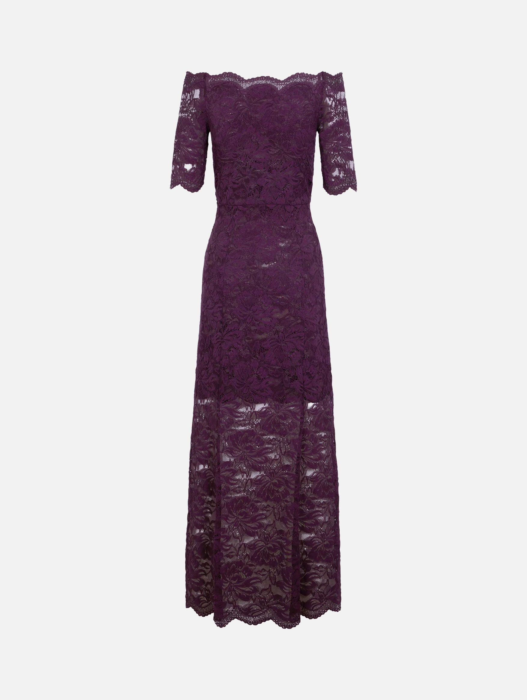 Midi Dress in Magenta Layered Lace