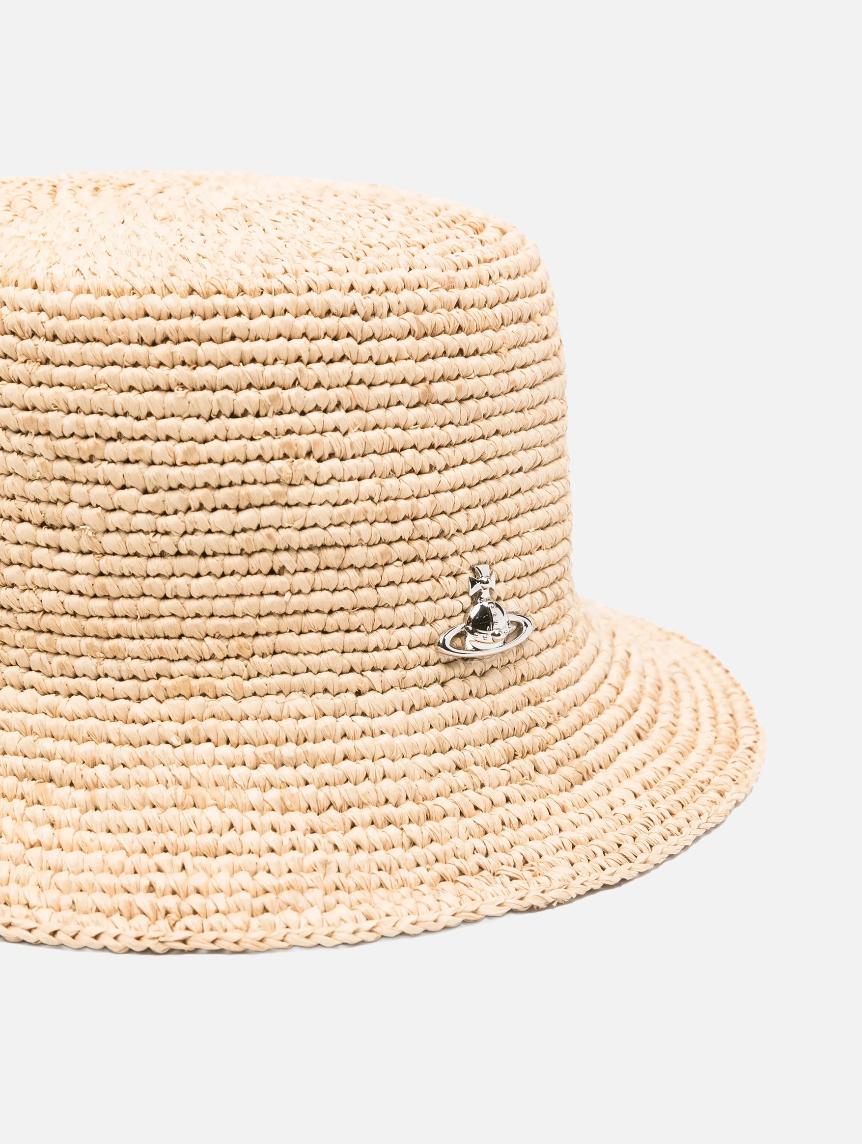 Raffia Bucket Hat in Beige