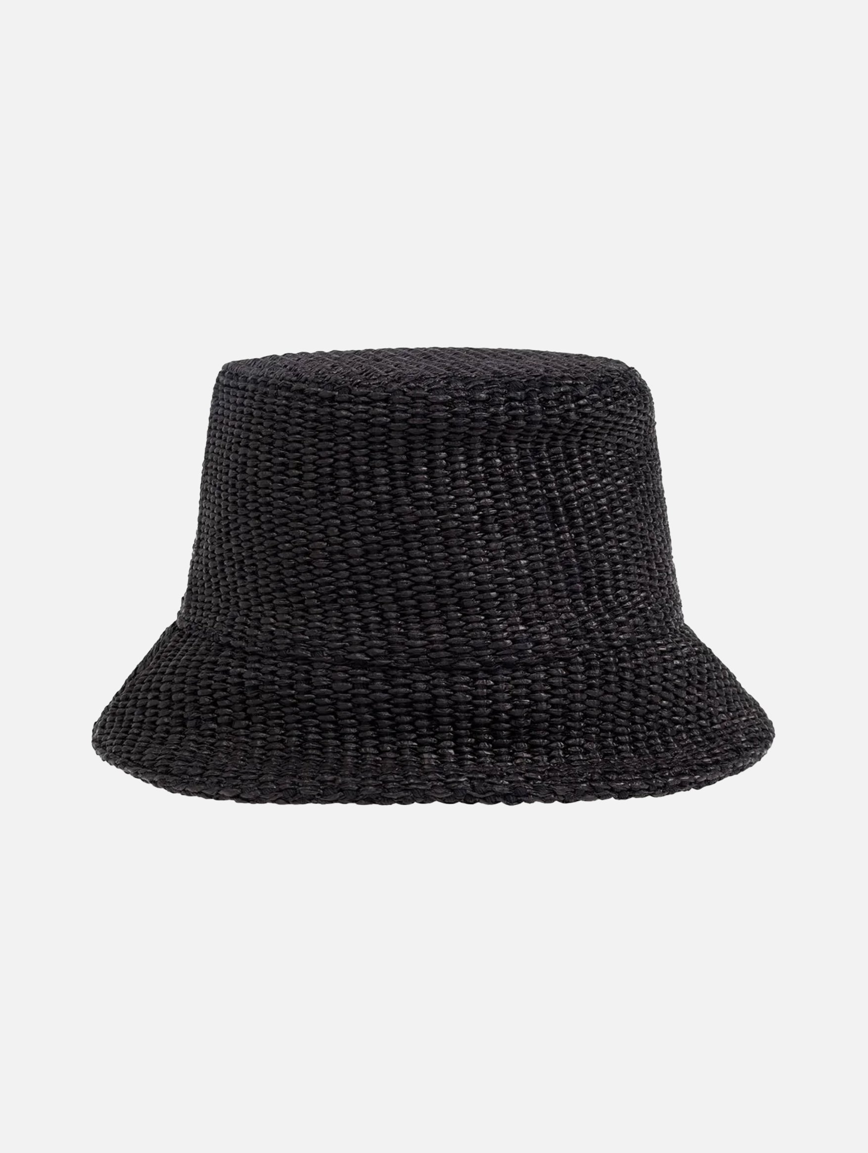 Logo-embroidered Raffia Bucket Hat in Black