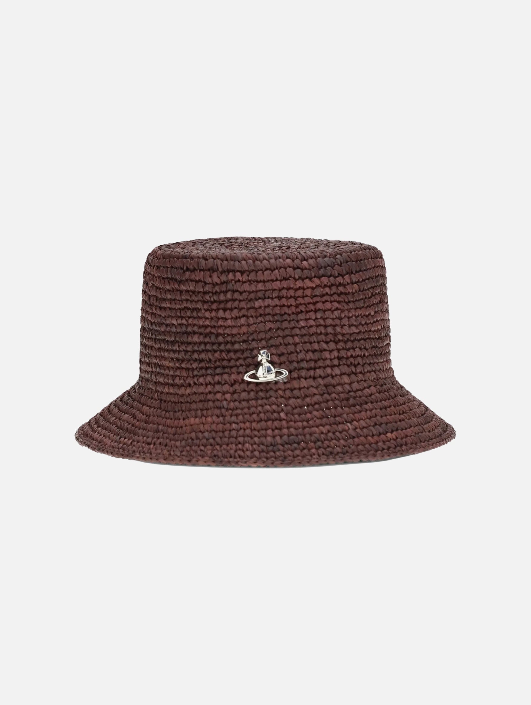 Raffia Bucket Hat in Chocolate