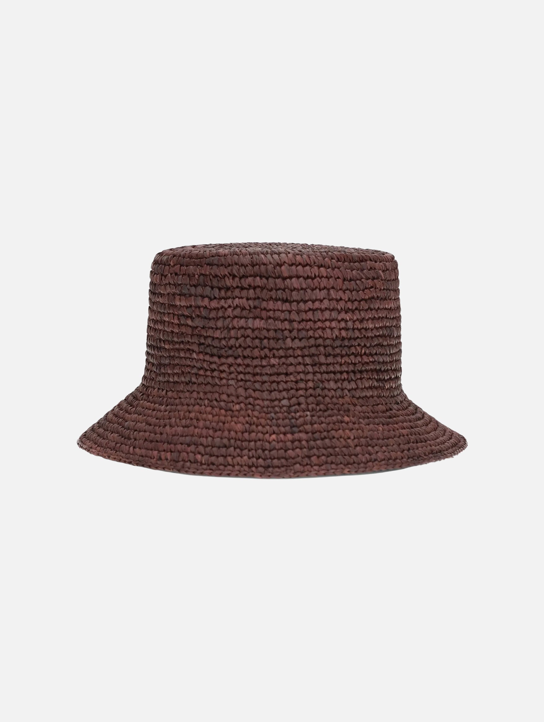 Raffia Bucket Hat in Chocolate