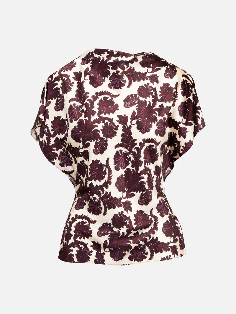 Redgrave Top in Ecru Burgundy Multi