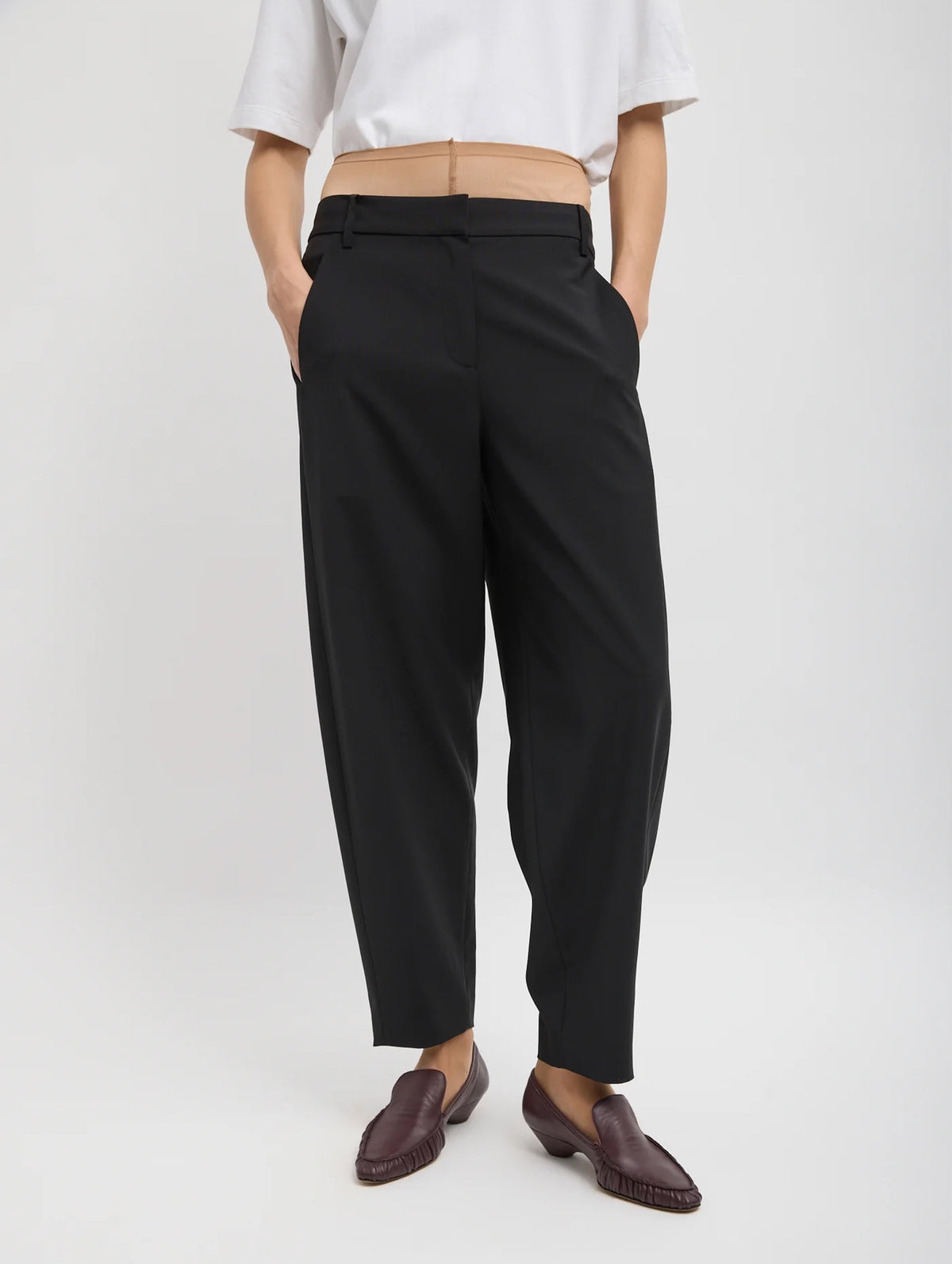 Tropical Wool Reese Sculpted Trousers in Black