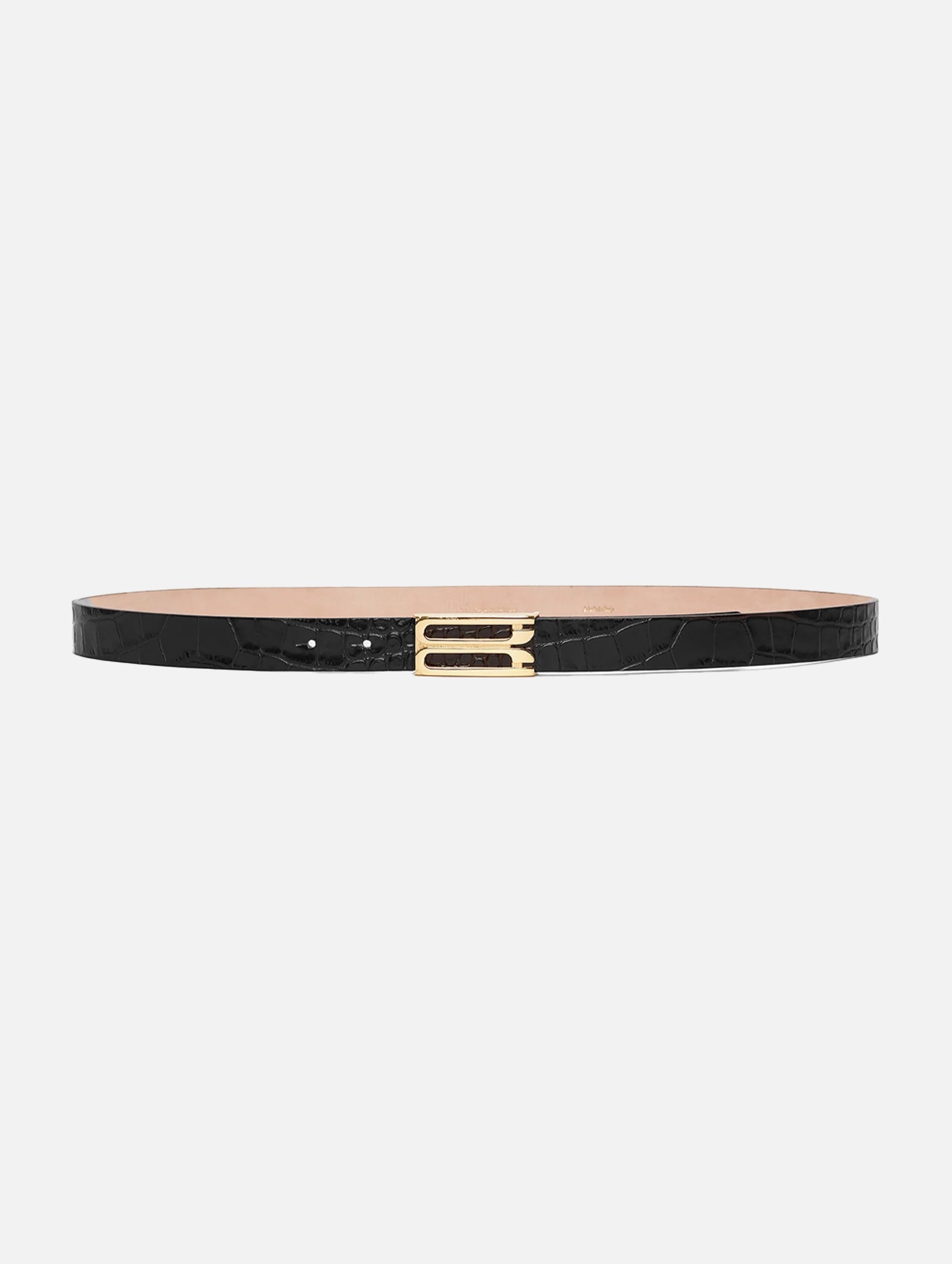 Regular Frame Croc-Effect Leather Belt in Black