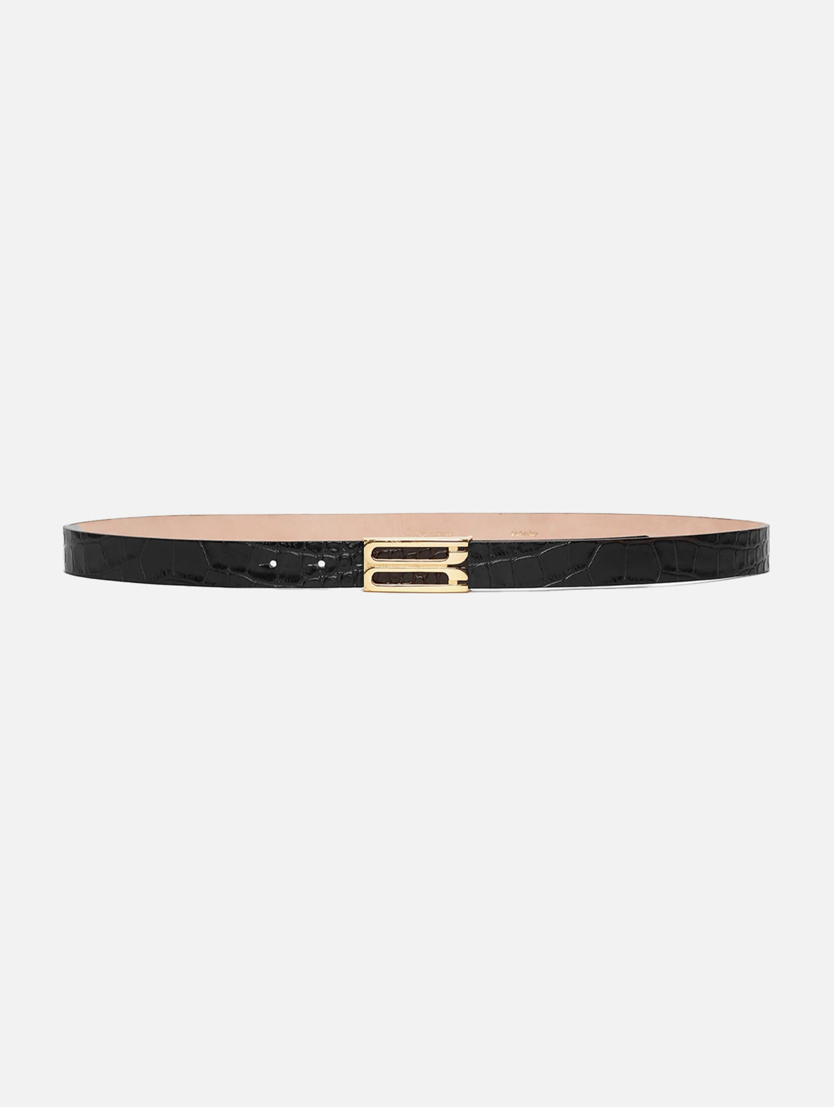 Regular Frame Croc-Effect Leather Belt in Black