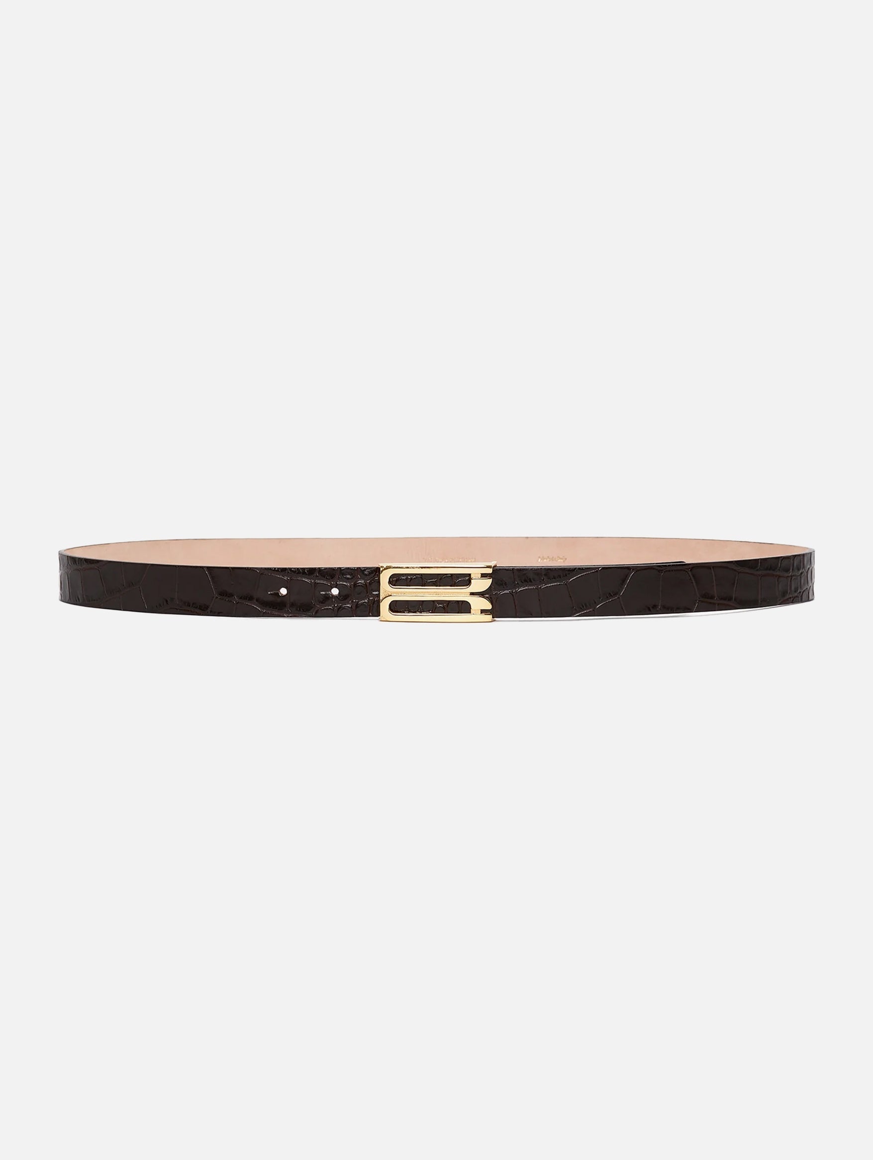 Regular Frame Croc-Effect Leather Belt in Espresso